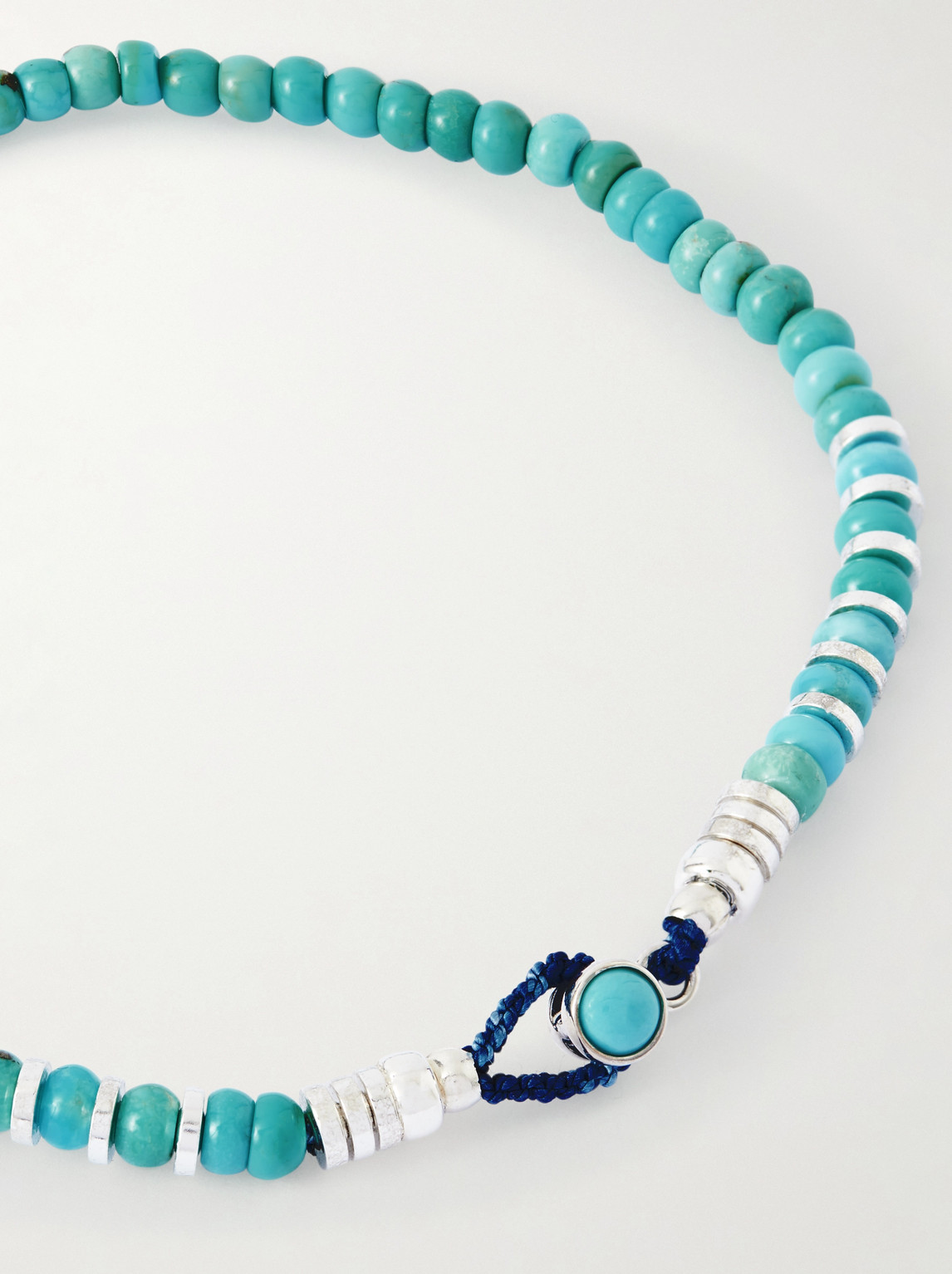  Mikia - Circle4 Sterling Silver And Turquoise Beaded Bracelet - Men - Blue - M 