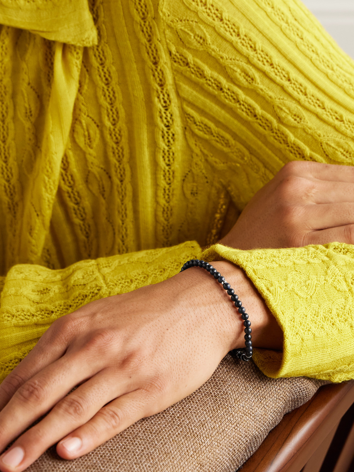 Mikia Circle4 Sterling Silver, Sapphire And Shell Beaded Bracelet In Black