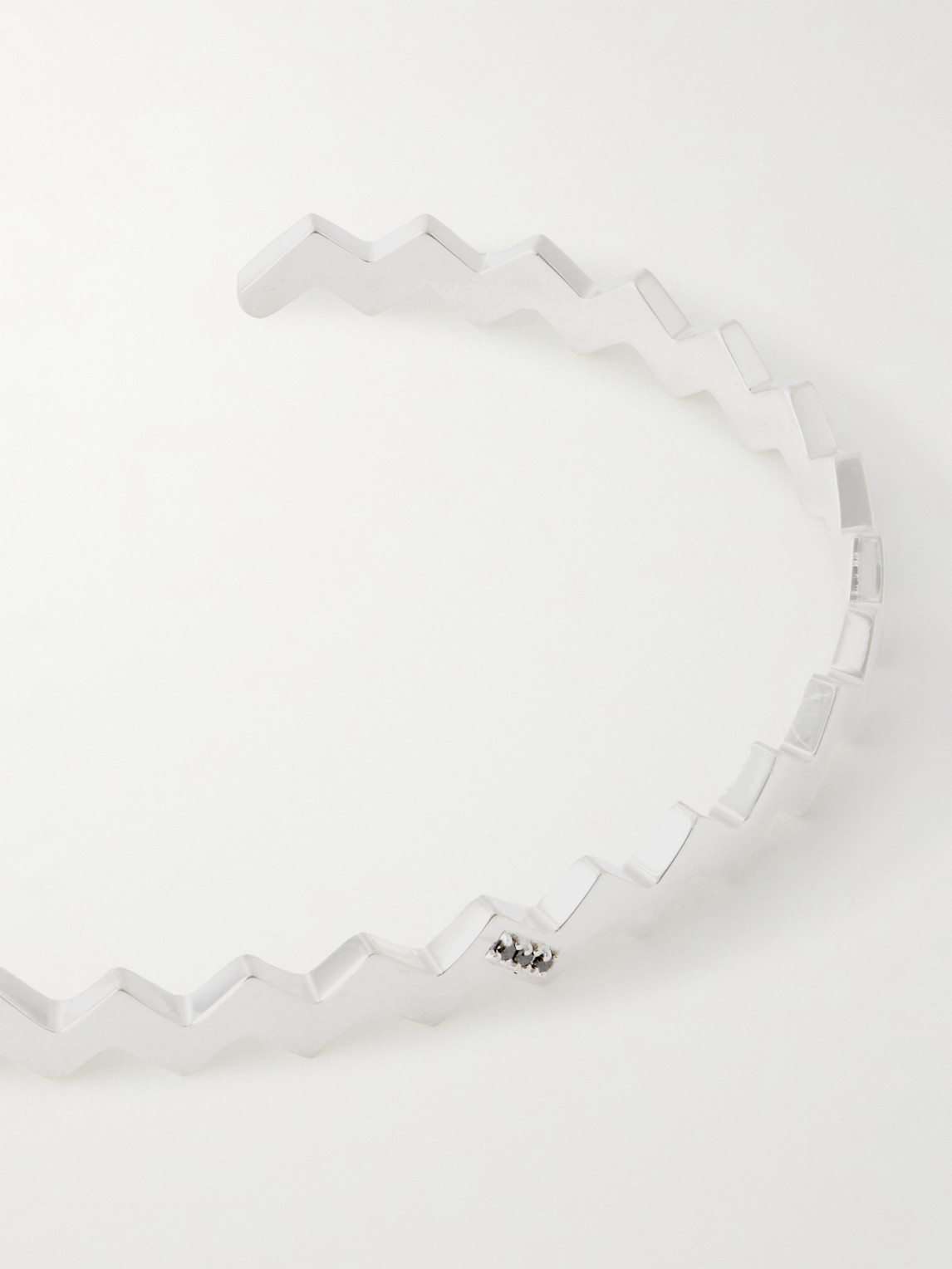 Mikia Snake Sterling Silver Diamond Cuff In Silver