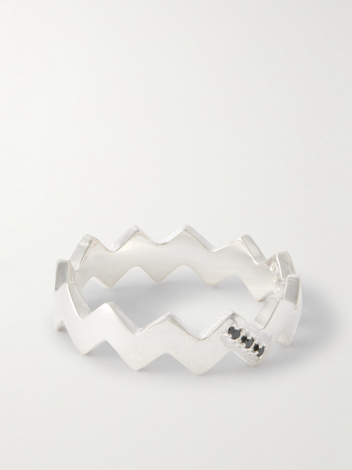 Mikia Snake Sterling Silver Diamond Ring