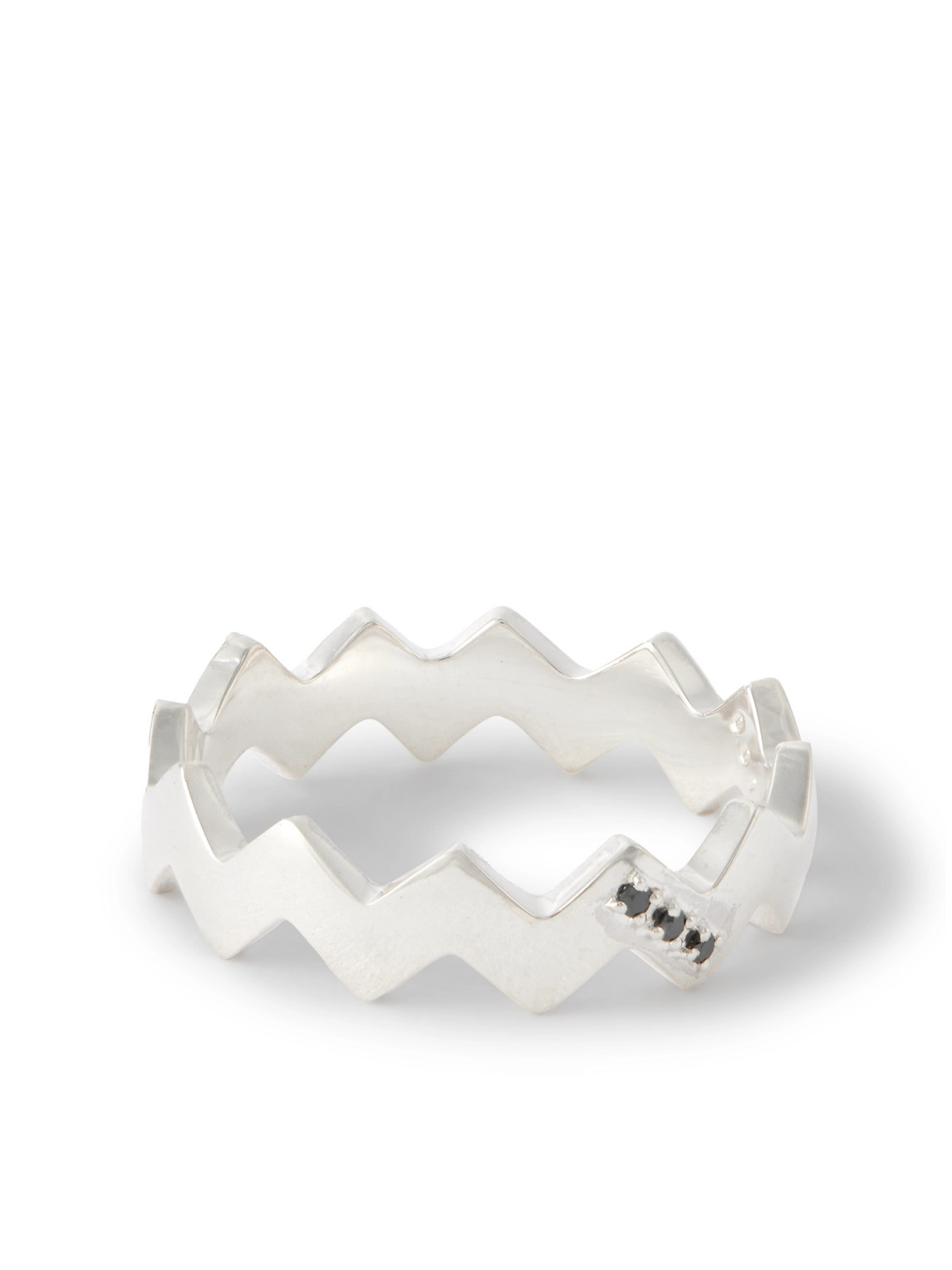 Mikia Snake Sterling Silver Diamond Ring