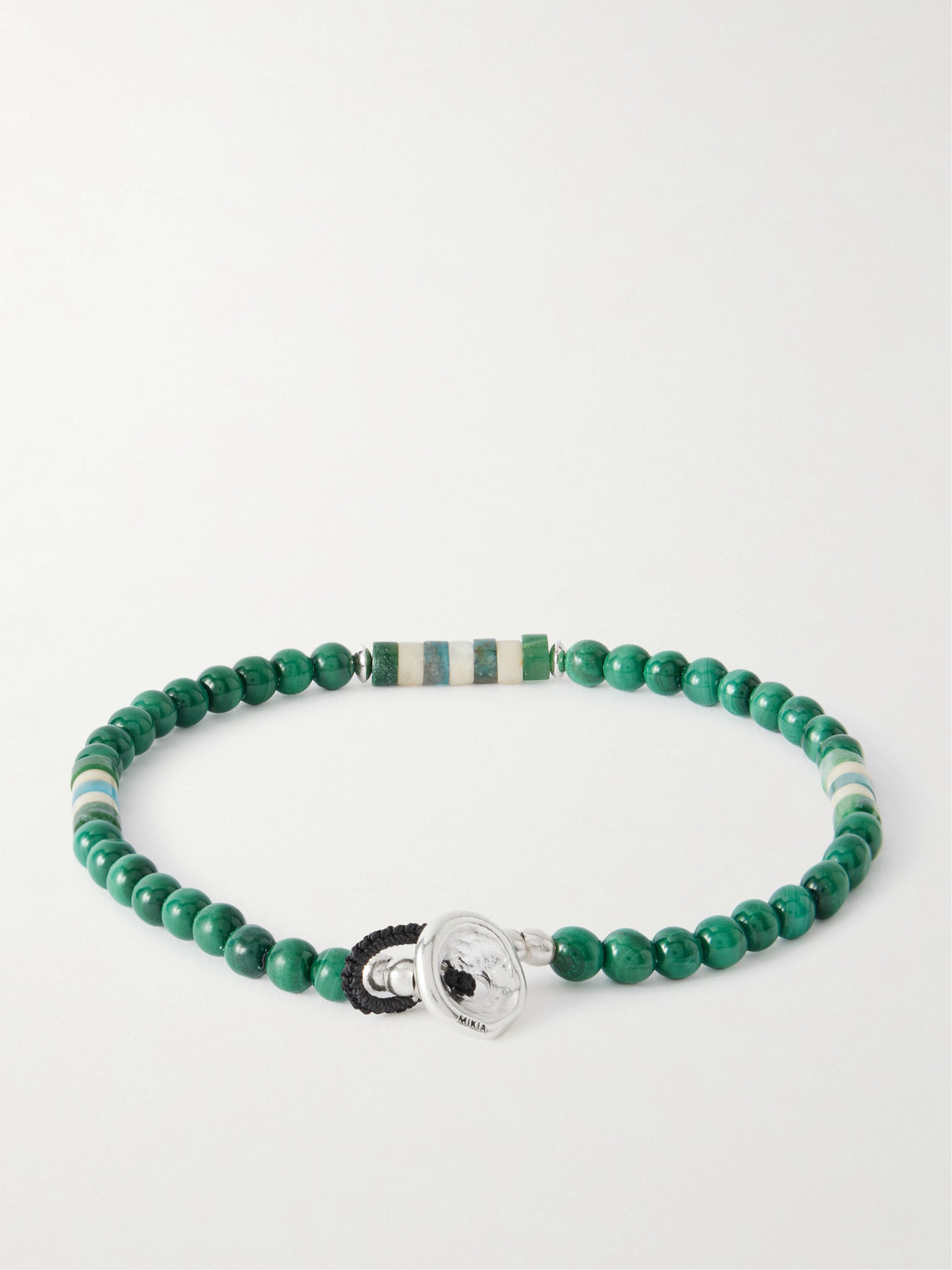 Mikia Sterling Silver Malachite Bracelet In Green