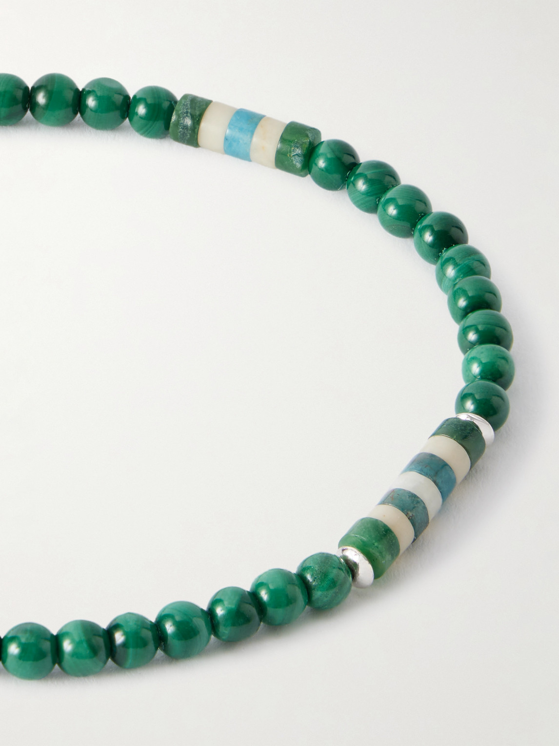 Mikia Sterling Silver Malachite Bracelet In Green