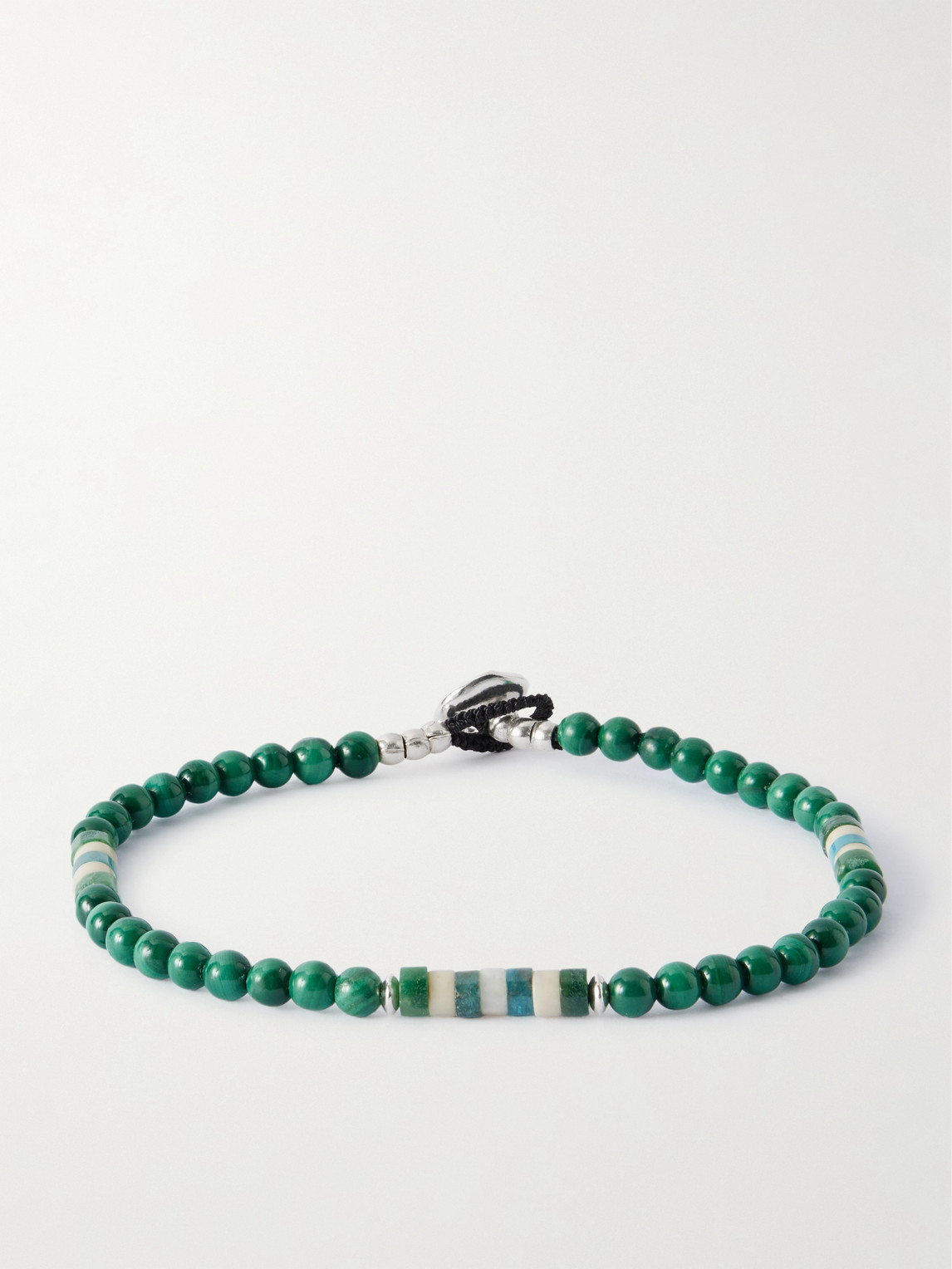 Mikia Sterling Silver Malachite Bracelet In Green