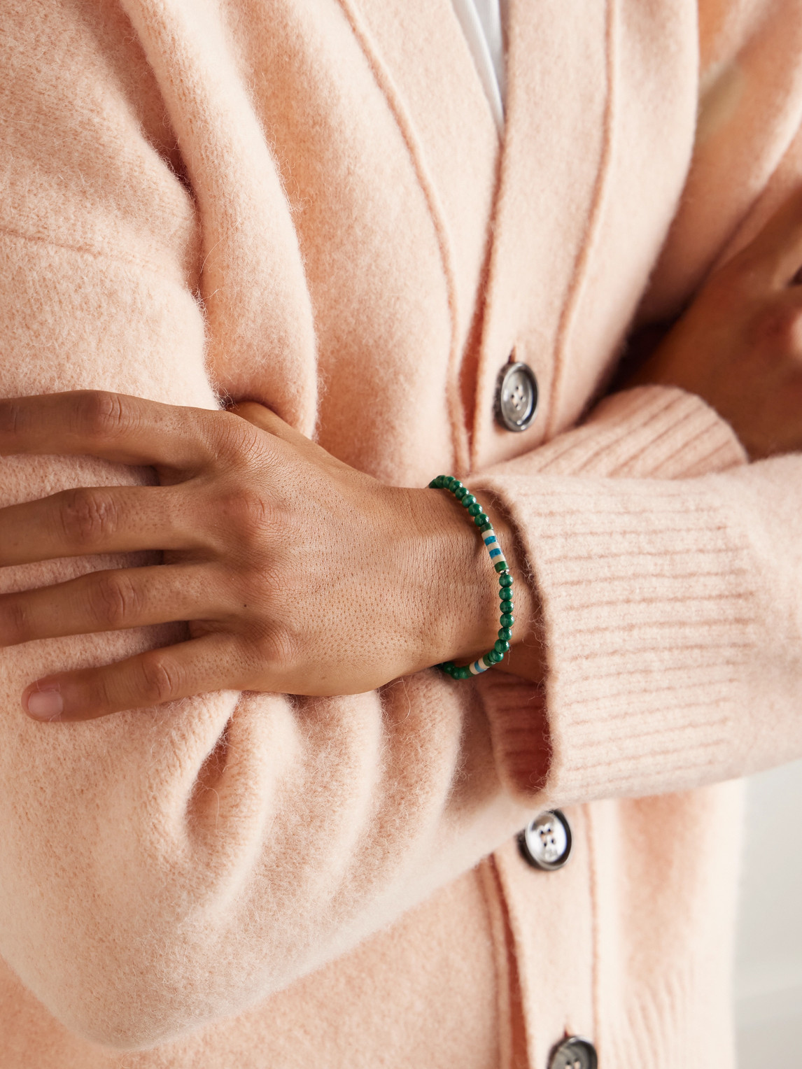 Mikia Sterling Silver Malachite Bracelet In Green