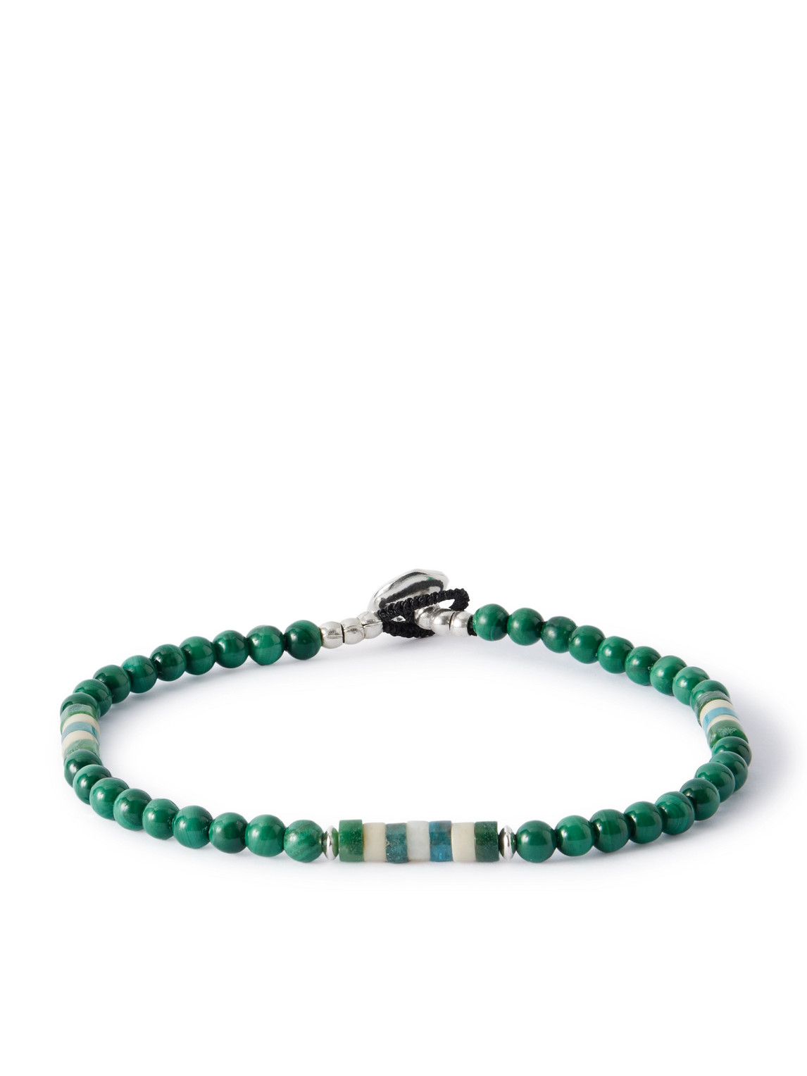 Mikia Sterling Silver Malachite Bracelet In Green