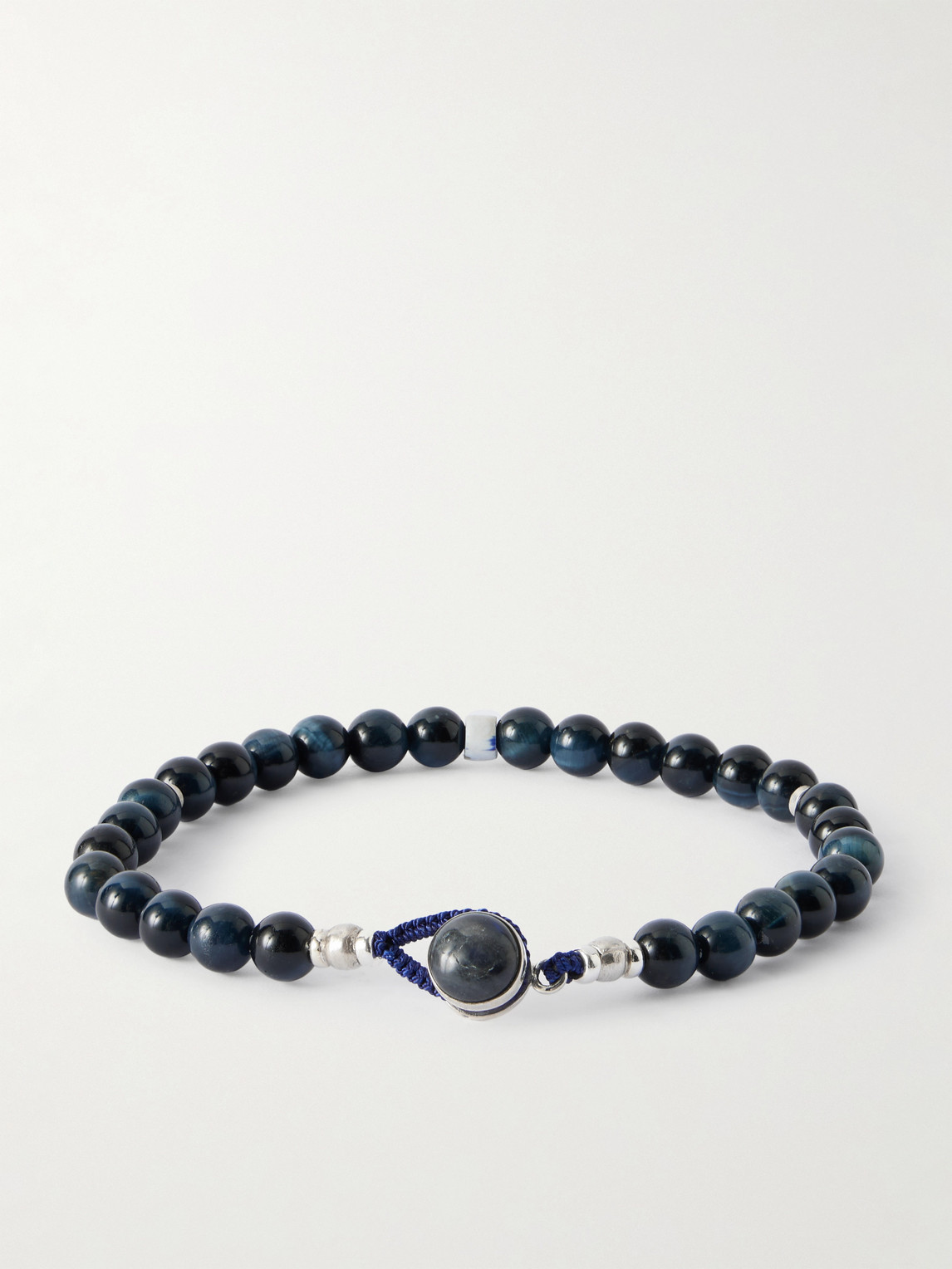 Mikia Circle 8 Sterling Silver, Labradorite And Tiger's Eye Bracelet In Blue