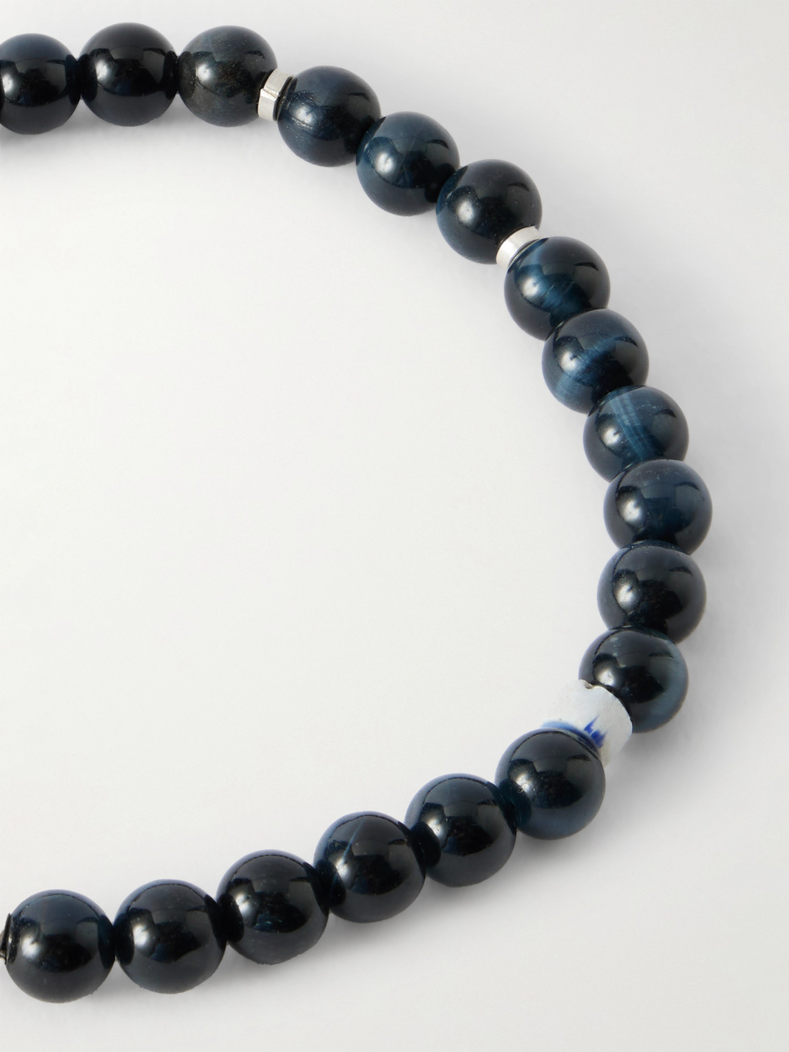 Mikia Circle 8 Sterling Silver, Labradorite And Tiger's Eye Bracelet In Blue