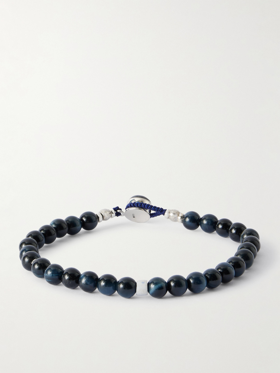 Mikia Circle 8 Sterling Silver, Labradorite And Tiger's Eye Bracelet In Blue
