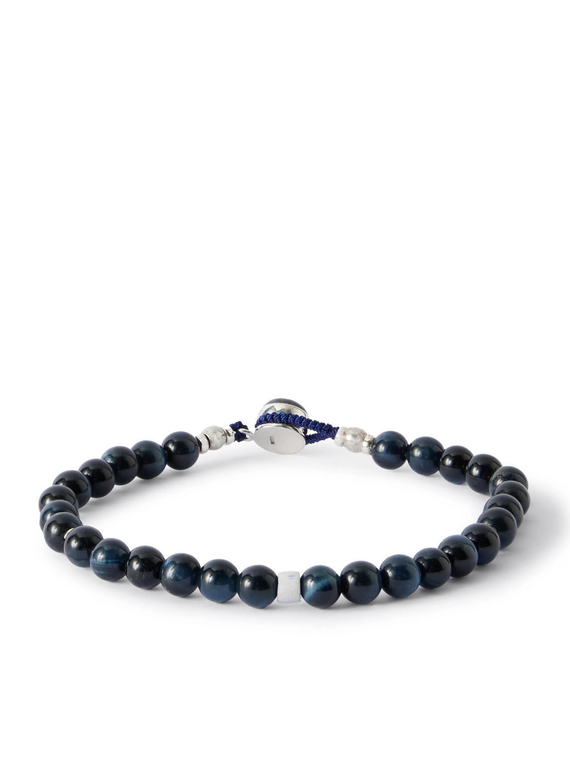 Mikia Circle 8 Sterling Silver, Labradorite And Tiger's Eye Bracelet In Blue