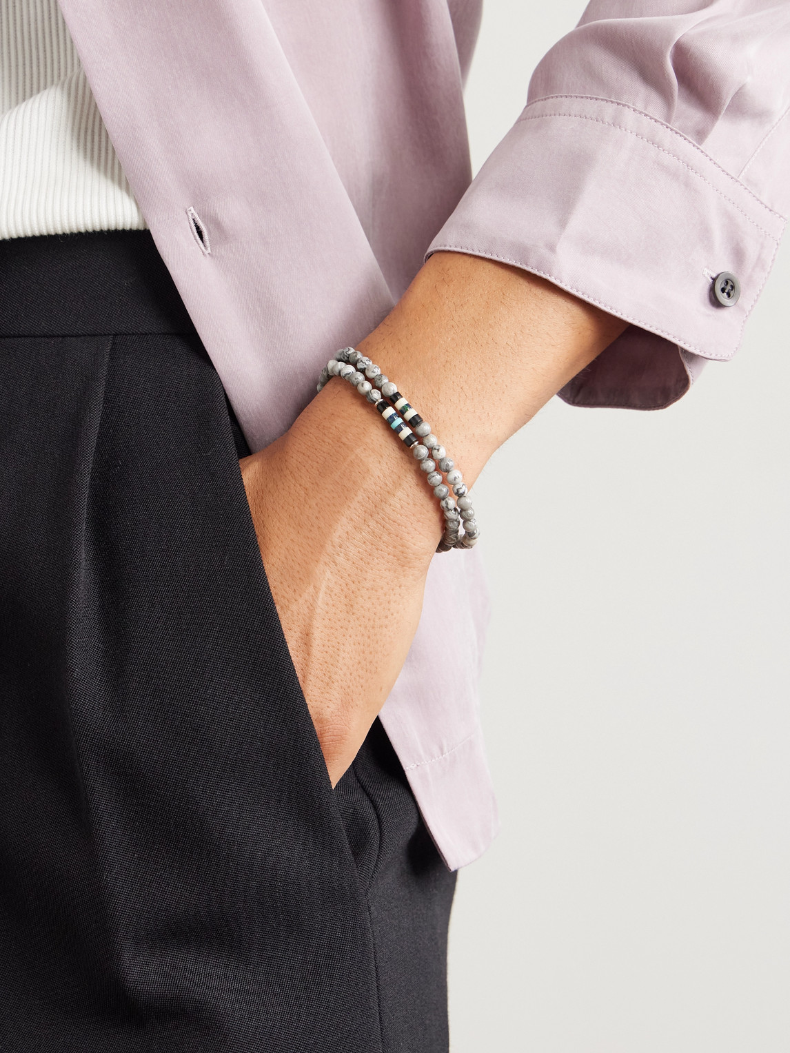 Mikia Sterling Silver Jasper Bracelet In Silver