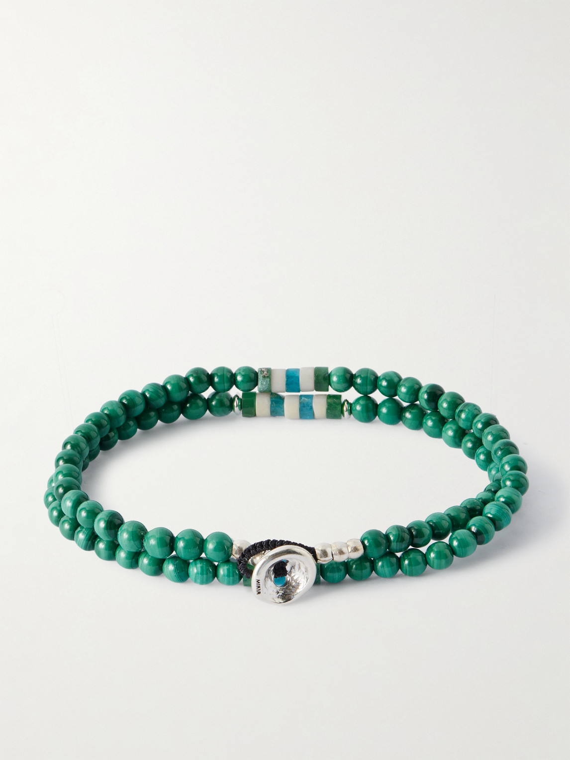Mikia Sterling Silver Malachite Bracelet In Green