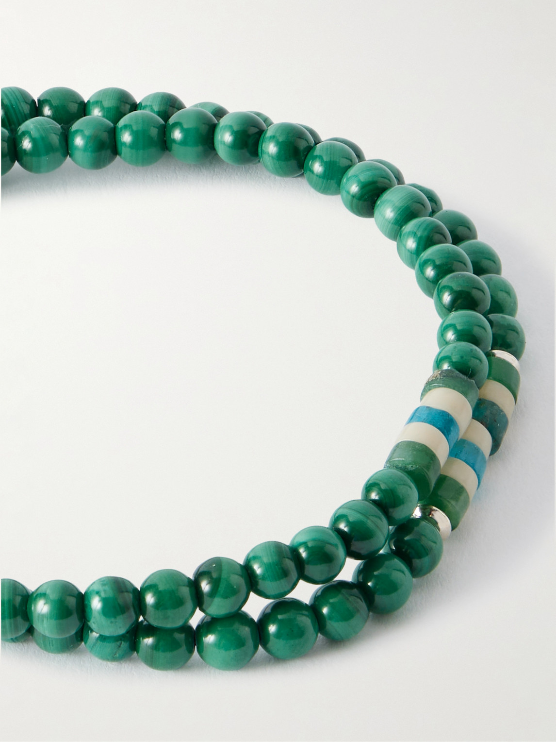 Mikia Sterling Silver Malachite Bracelet In Green