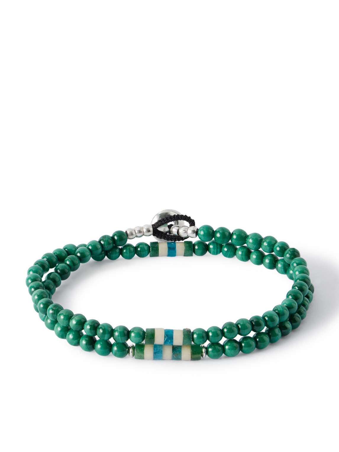 Mikia Sterling Silver Malachite Bracelet In Green