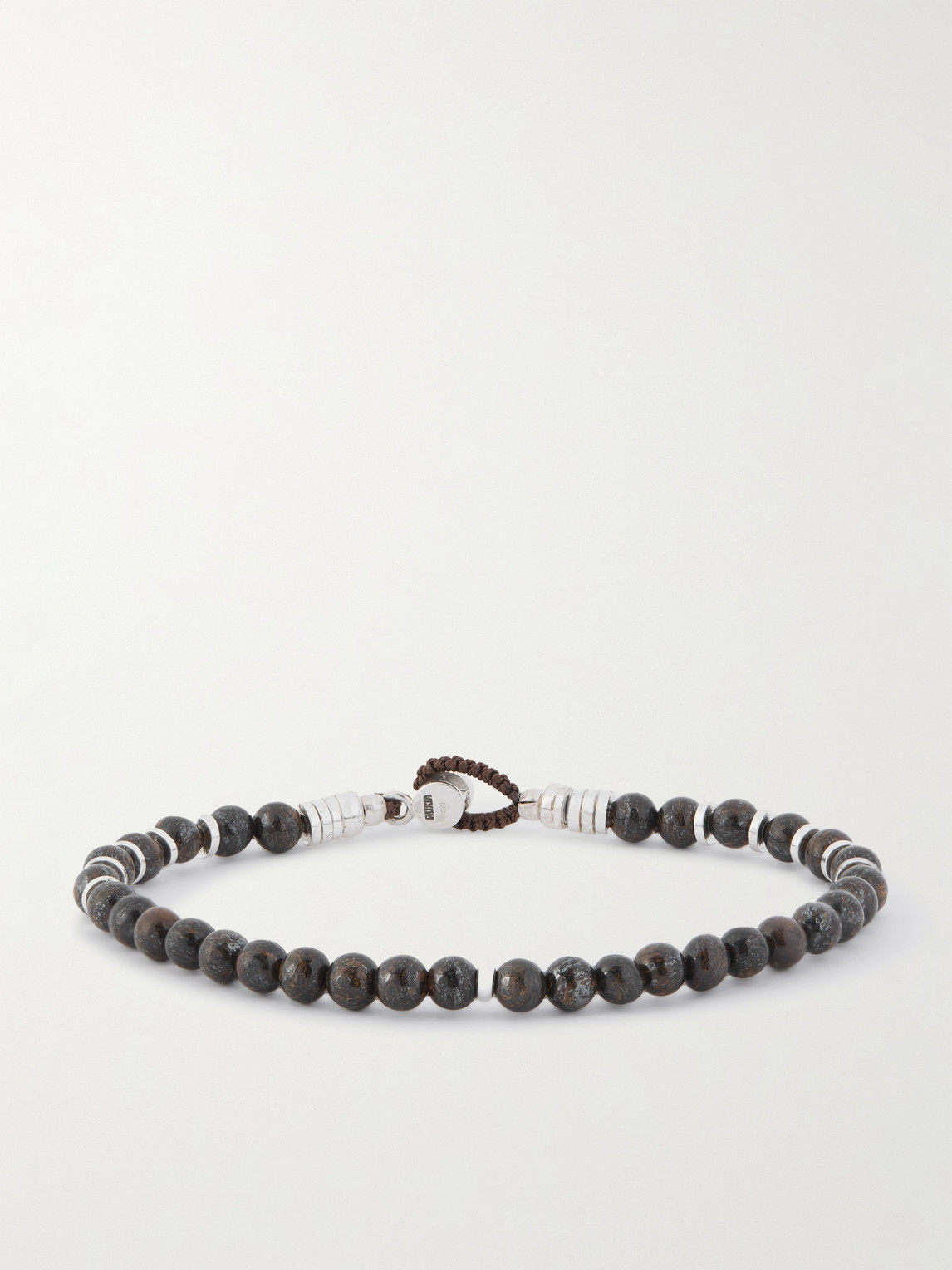 Mikia Circle4 Sterling Silver, Labradorite And Bronzite Beaded Bracelet In Brown