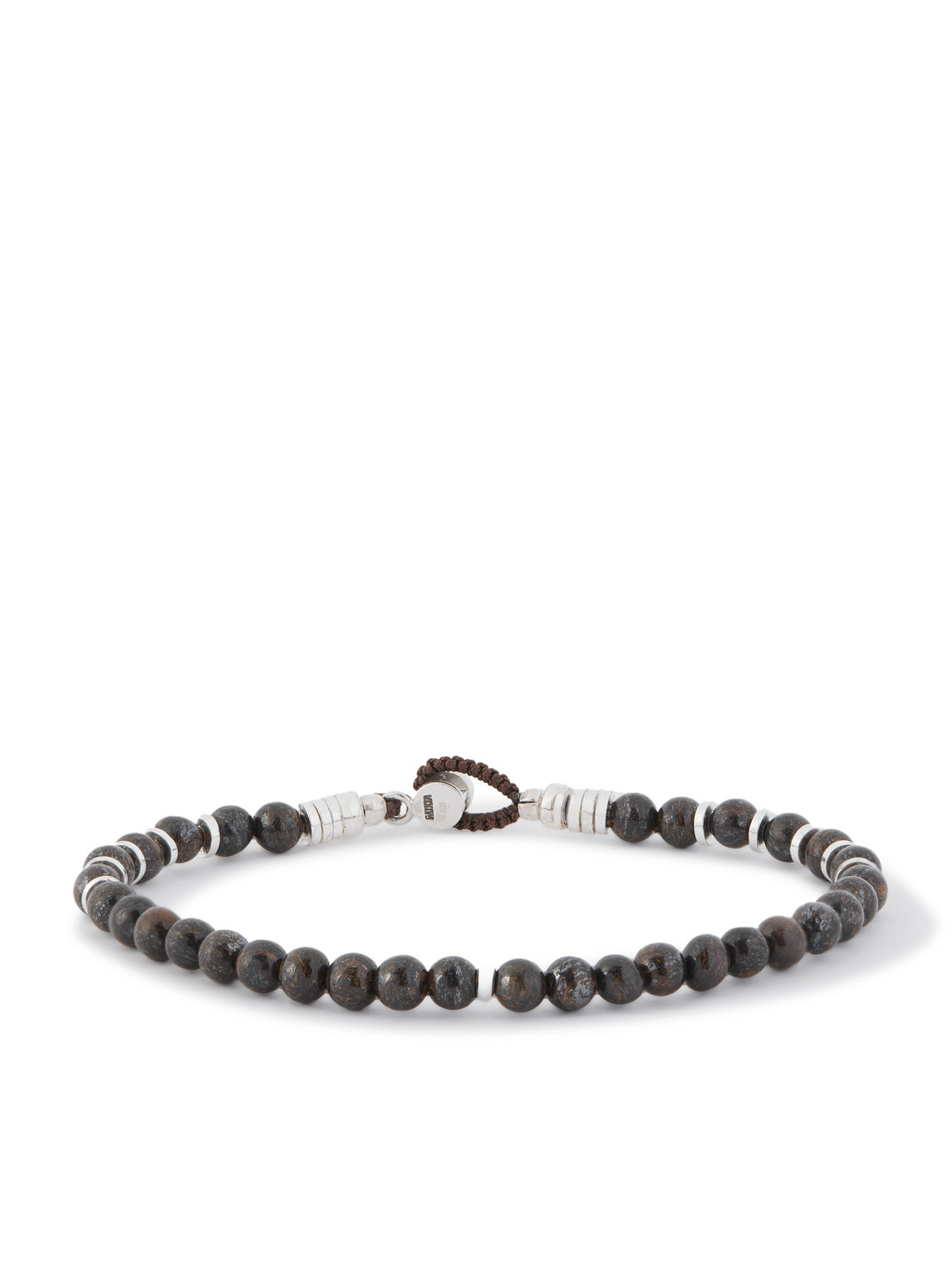 Mikia Circle4 Sterling Silver, Labradorite And Bronzite Beaded Bracelet In Brown