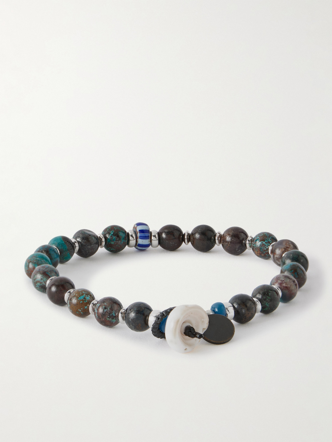  Mikia - Sterling Silver, Chrysocolla And Shell Beaded Bracelet - Men - Silver - M 