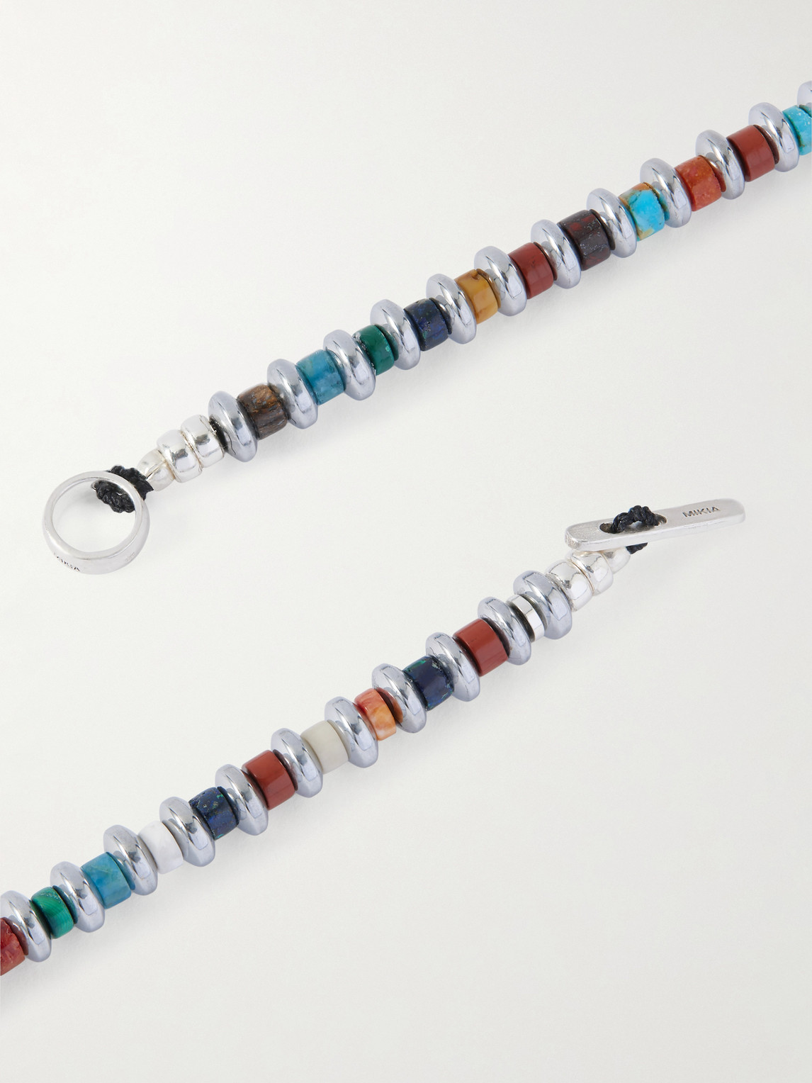  Mikia - Silver Multi-stone Beaded Necklace - Men - Silver 