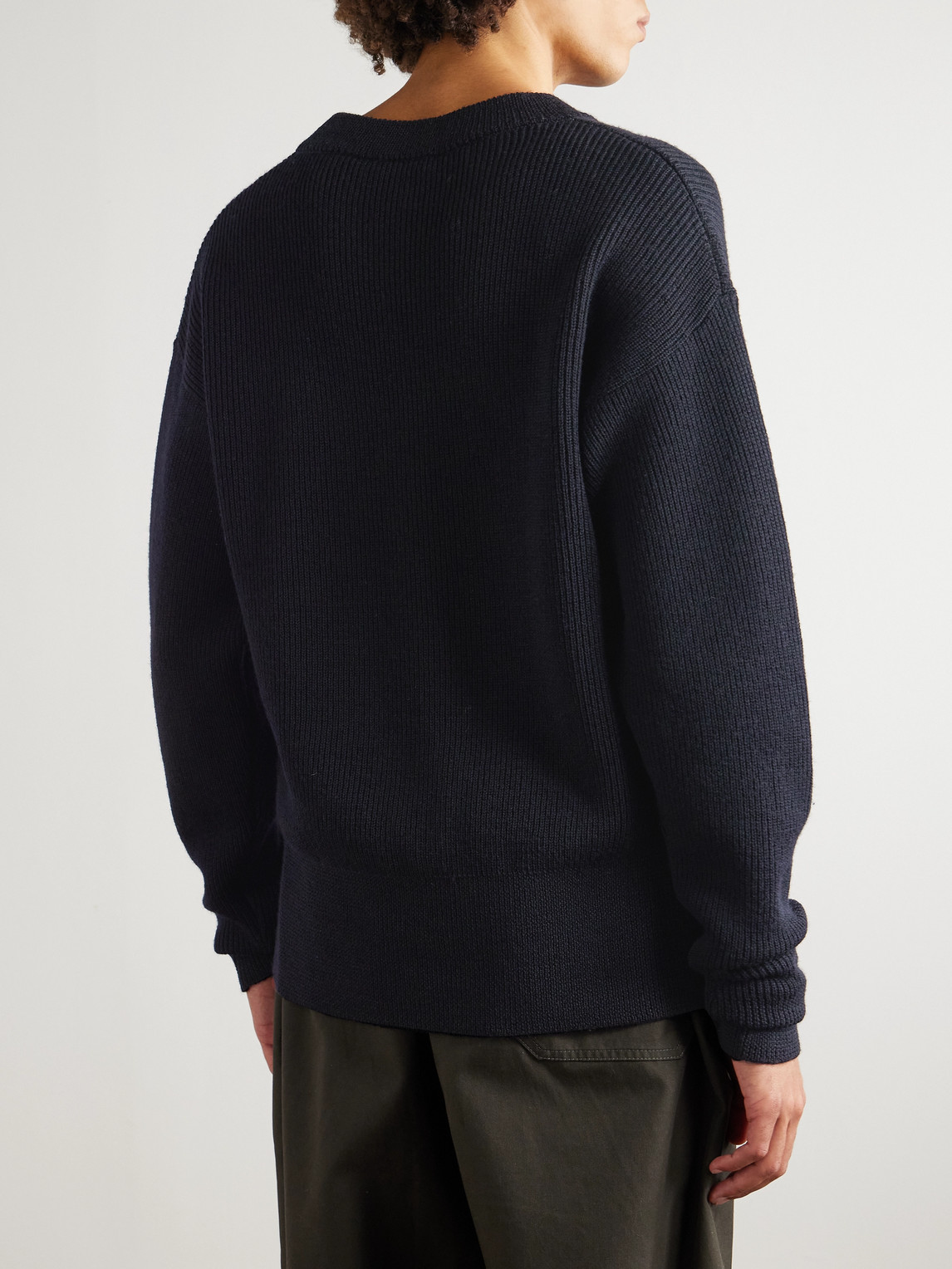 Lemaire Ribbed Virgin Wool Sweater In Black