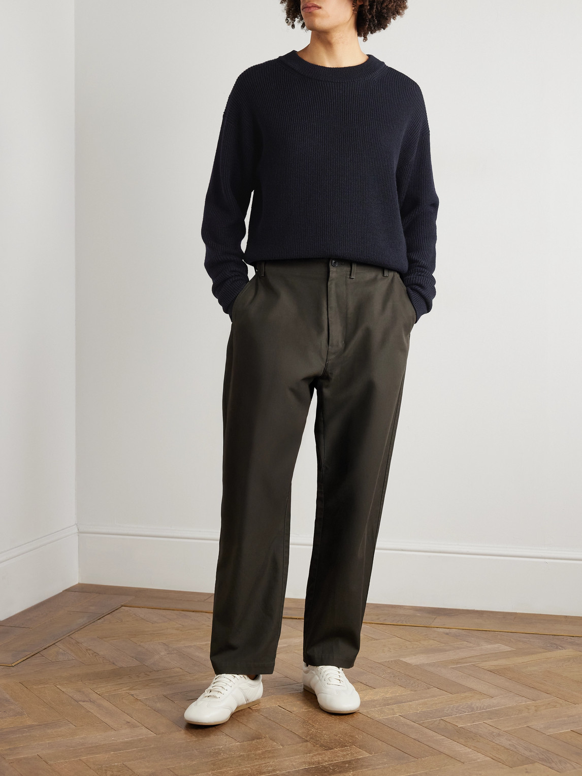 Lemaire Ribbed Virgin Wool Sweater In Black