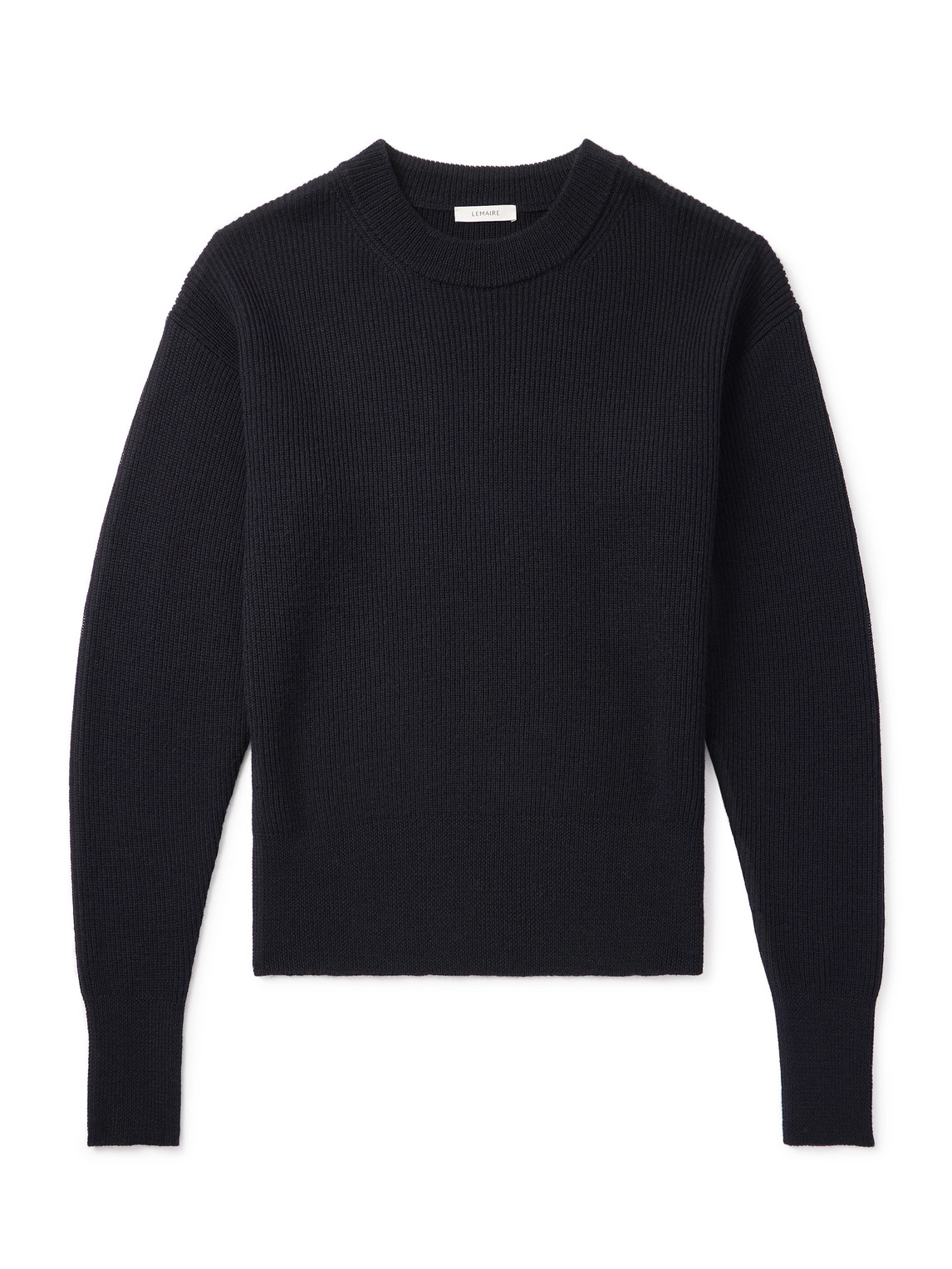 Lemaire Ribbed Virgin Wool Sweater In Black