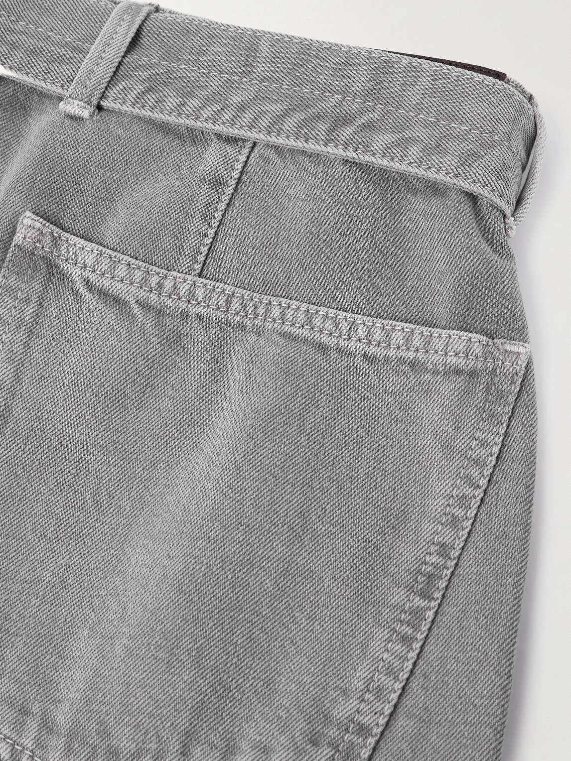 Lemaire Twisted Wide-leg Belted Jeans In Gray