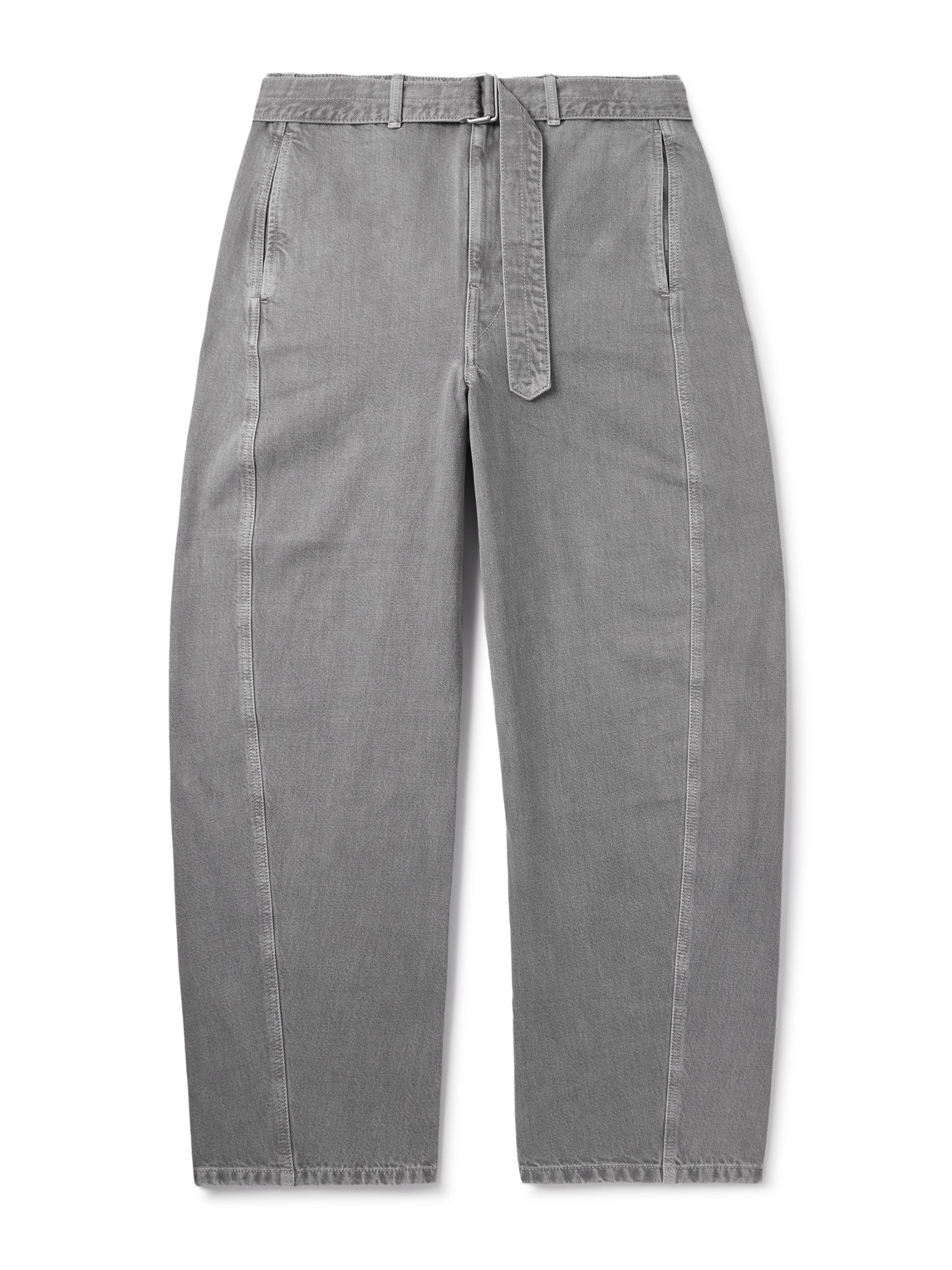 Lemaire Twisted Wide-leg Belted Jeans In Gray