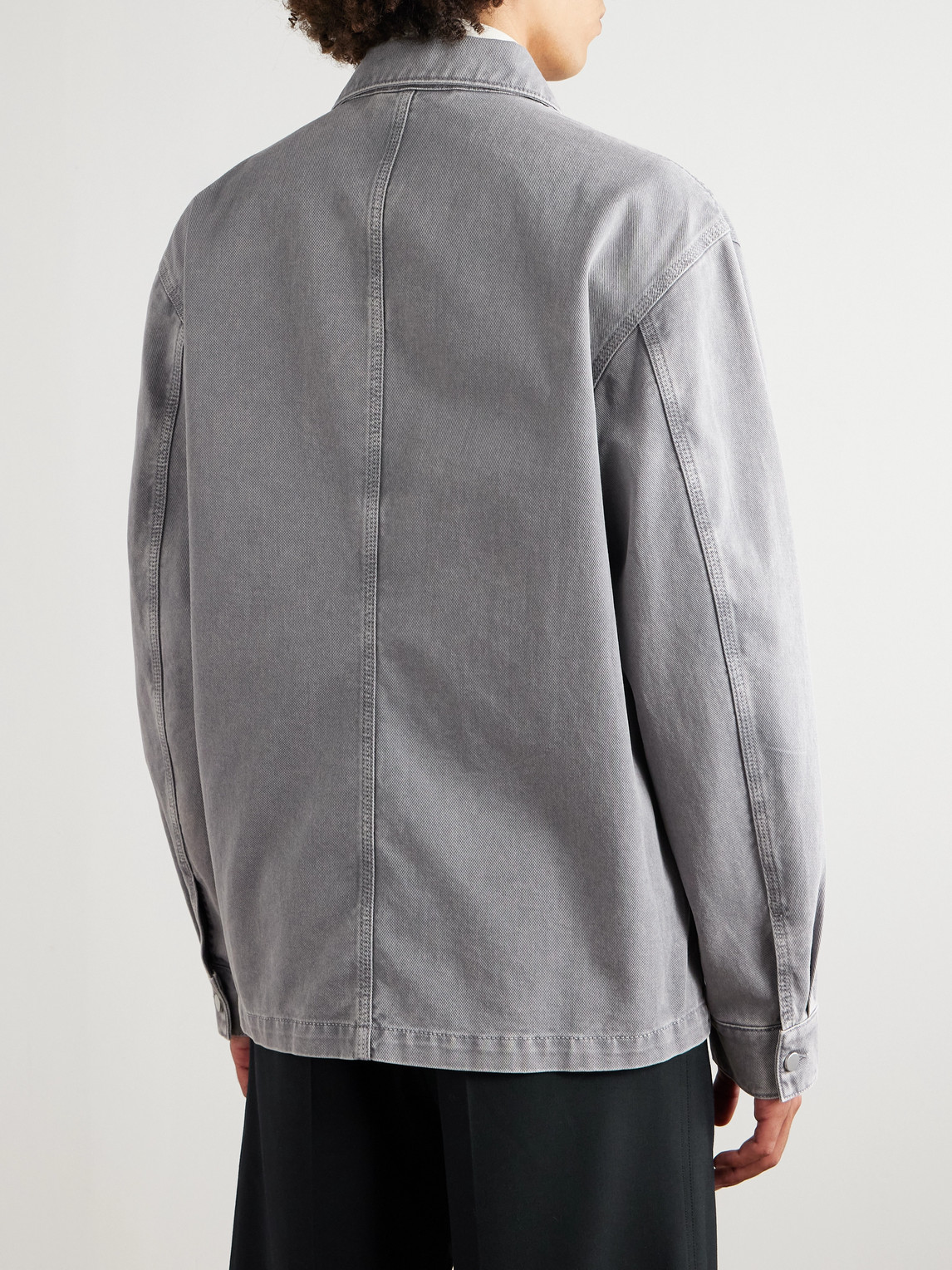Lemaire Patch-pocket Denim Overshirt In Gray