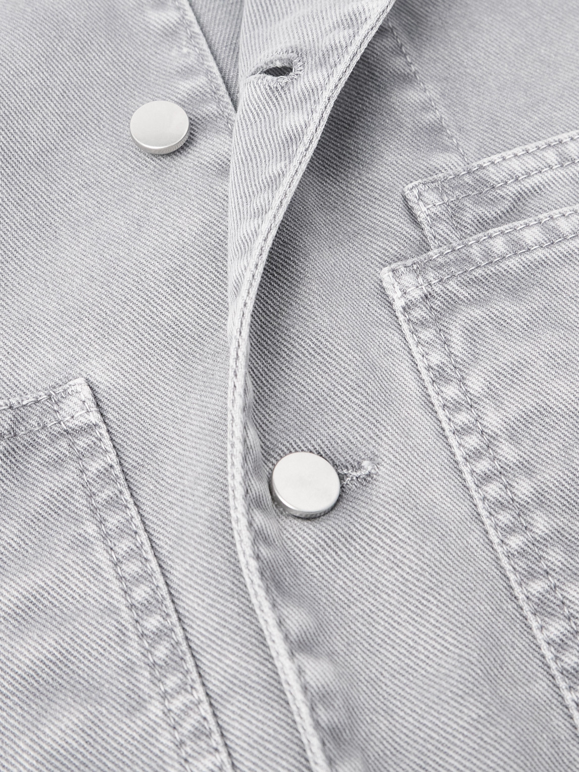 Lemaire Patch-pocket Denim Overshirt In Gray