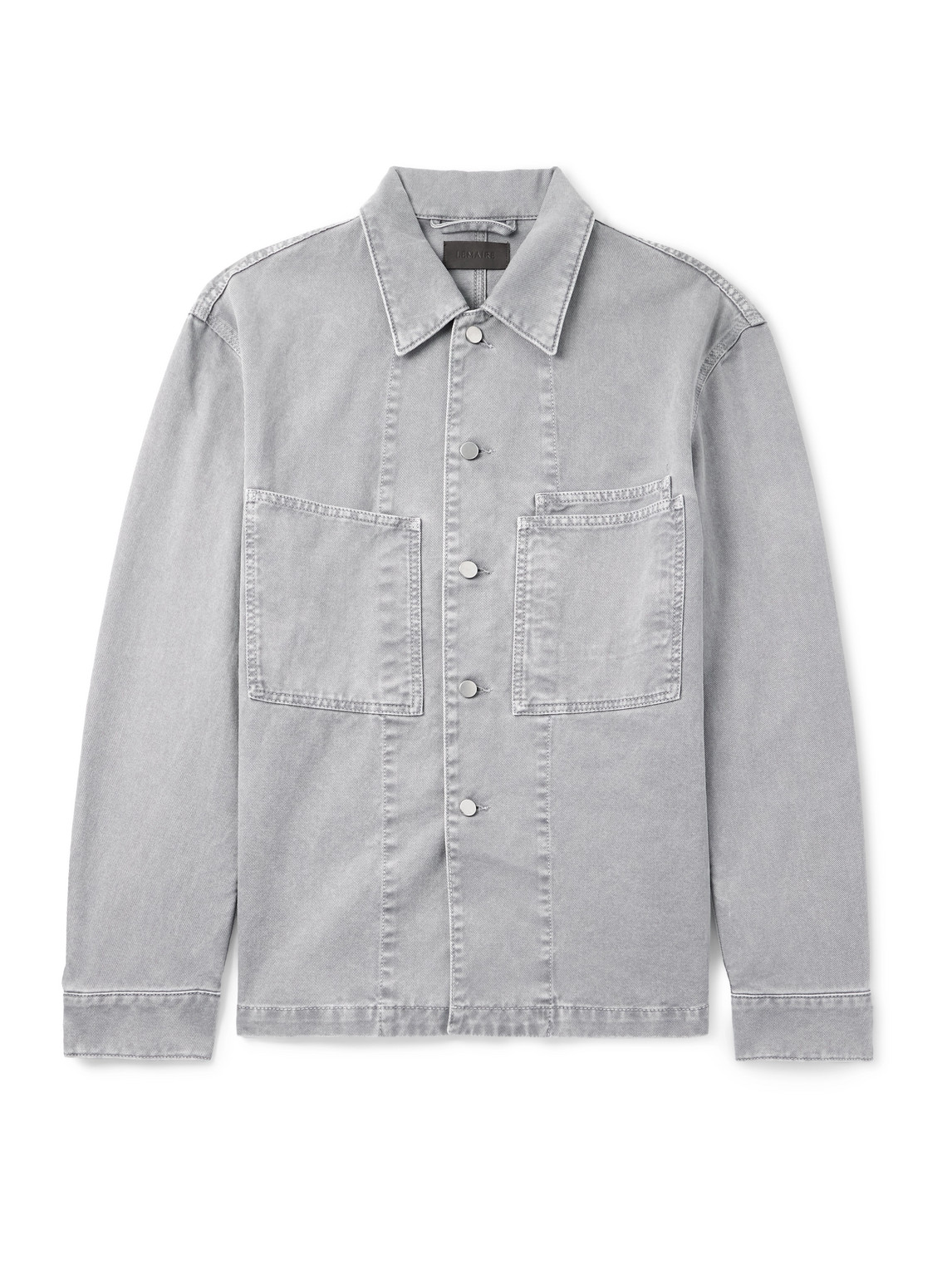 Lemaire Patch-pocket Denim Overshirt In Gray