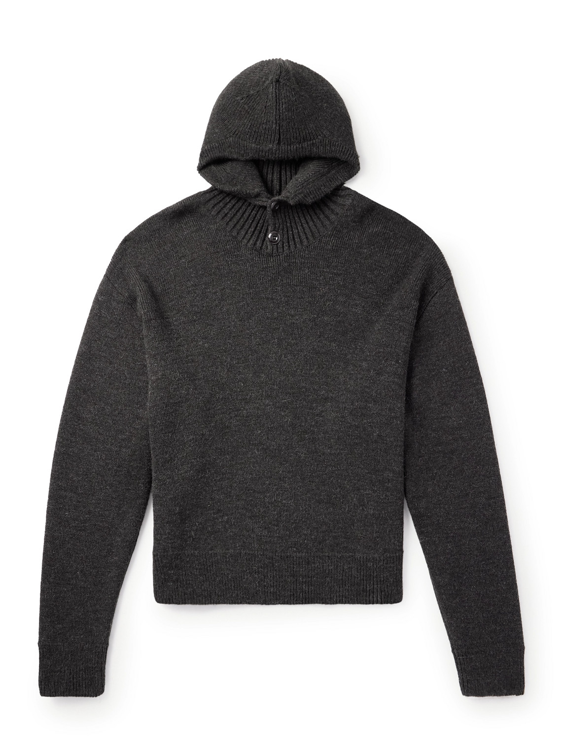 Lemaire Knitted Hoodie In Black