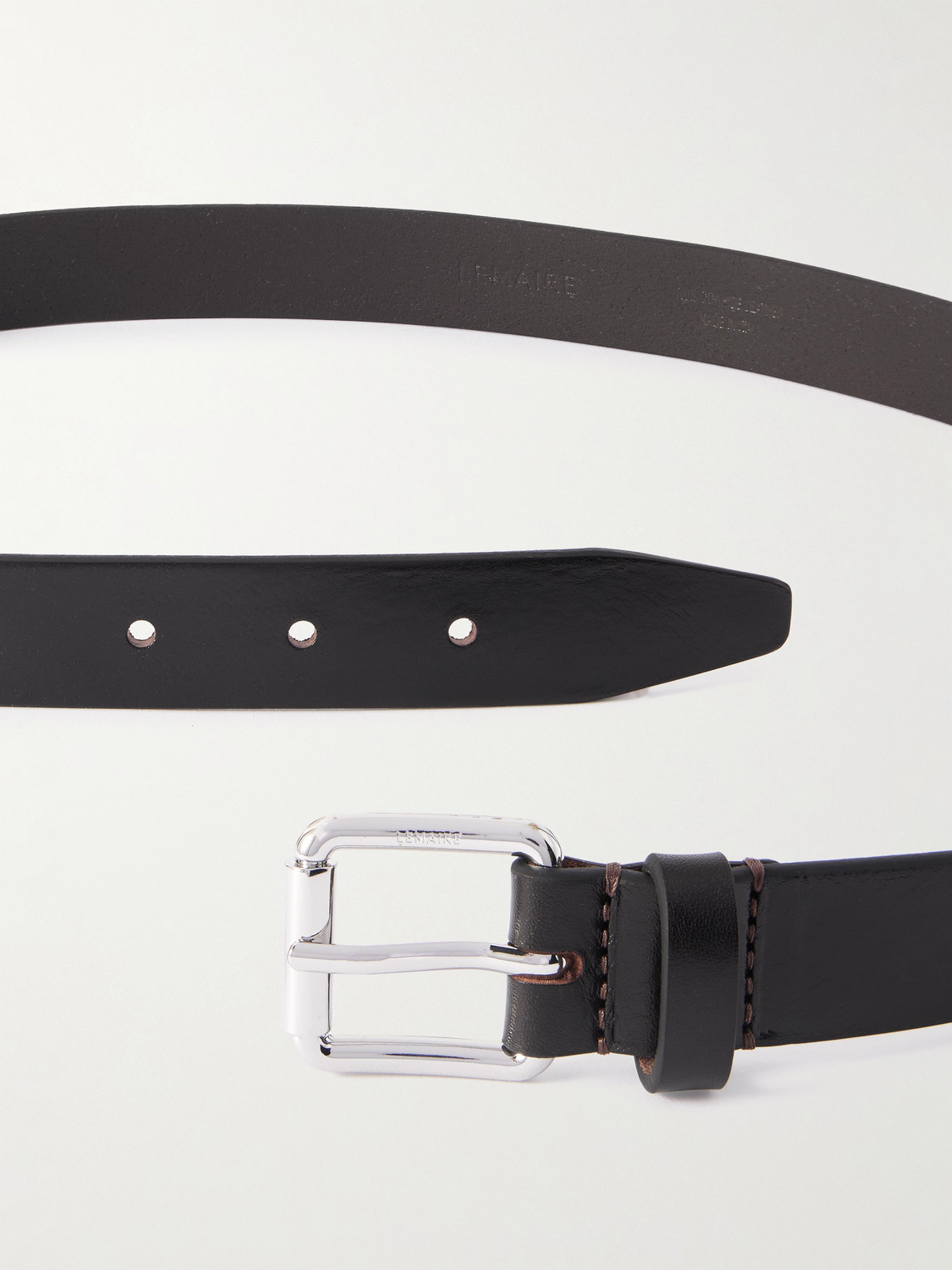 Lemaire Rail 2.5cm Debossed Leather Belt In Brown