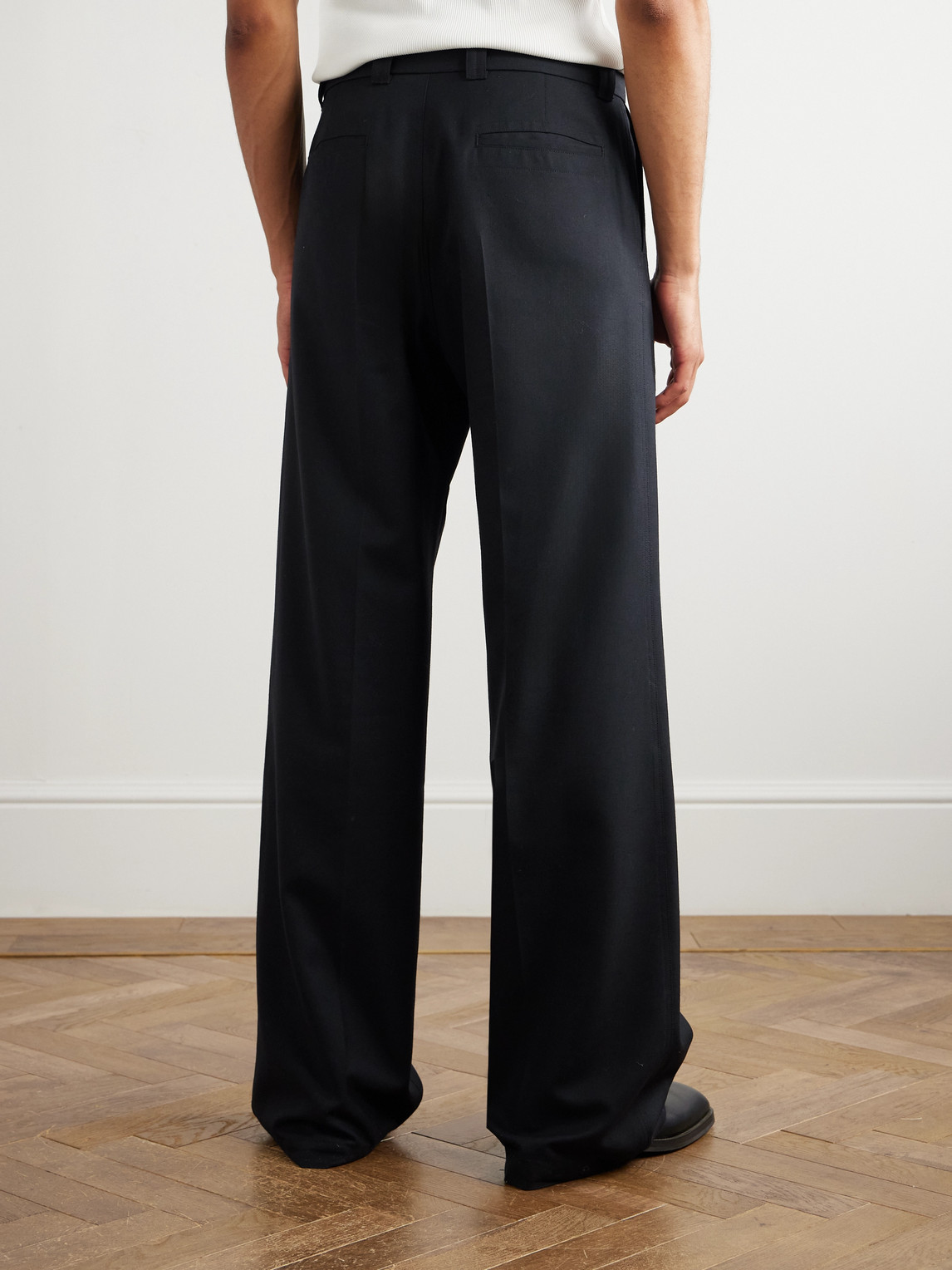 Lemaire Wide-leg Wool-twill Suit Trousers In Black