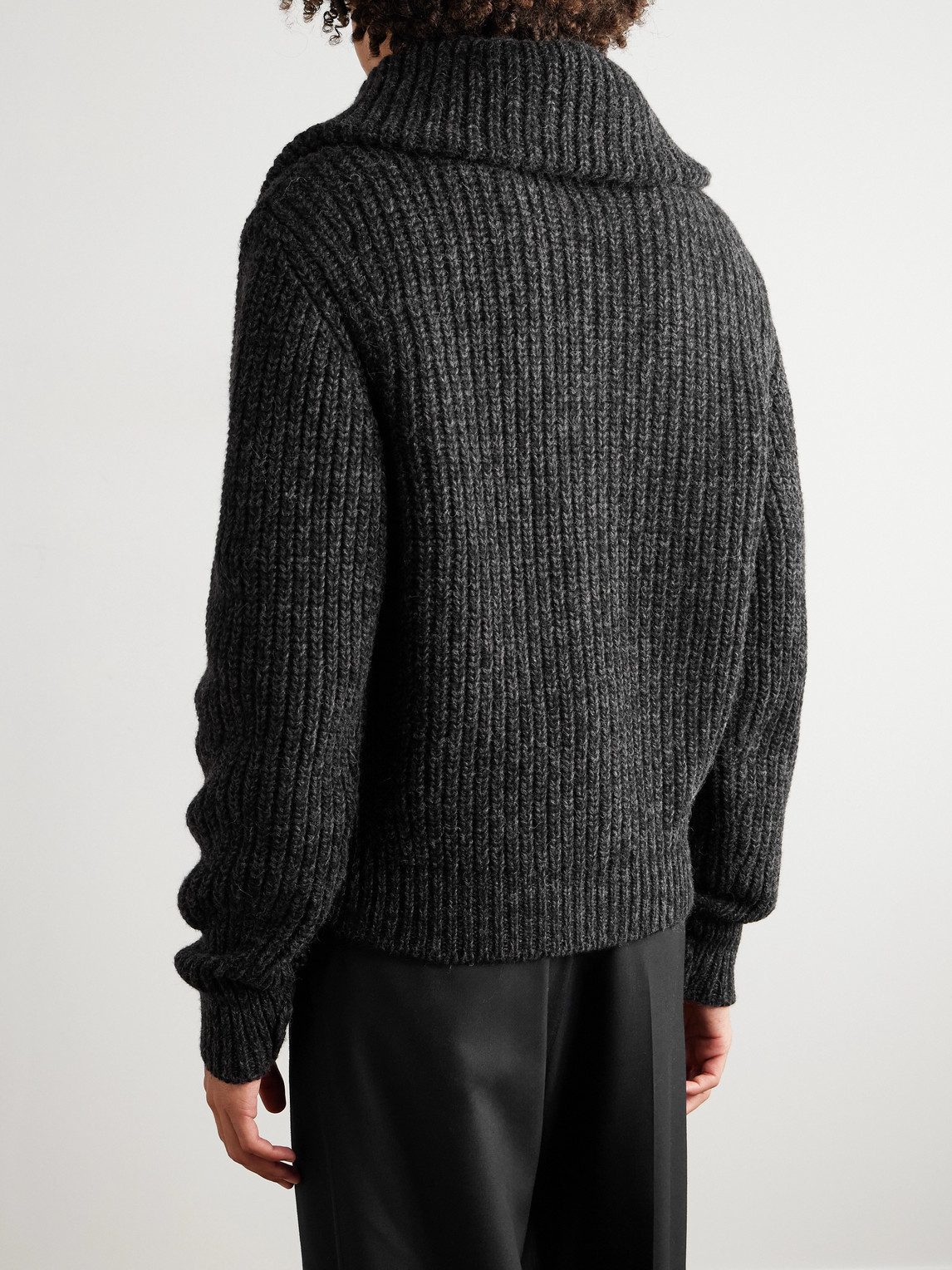 Lemaire Ribbed Alpaca And Yak-blend Cardigan In Black