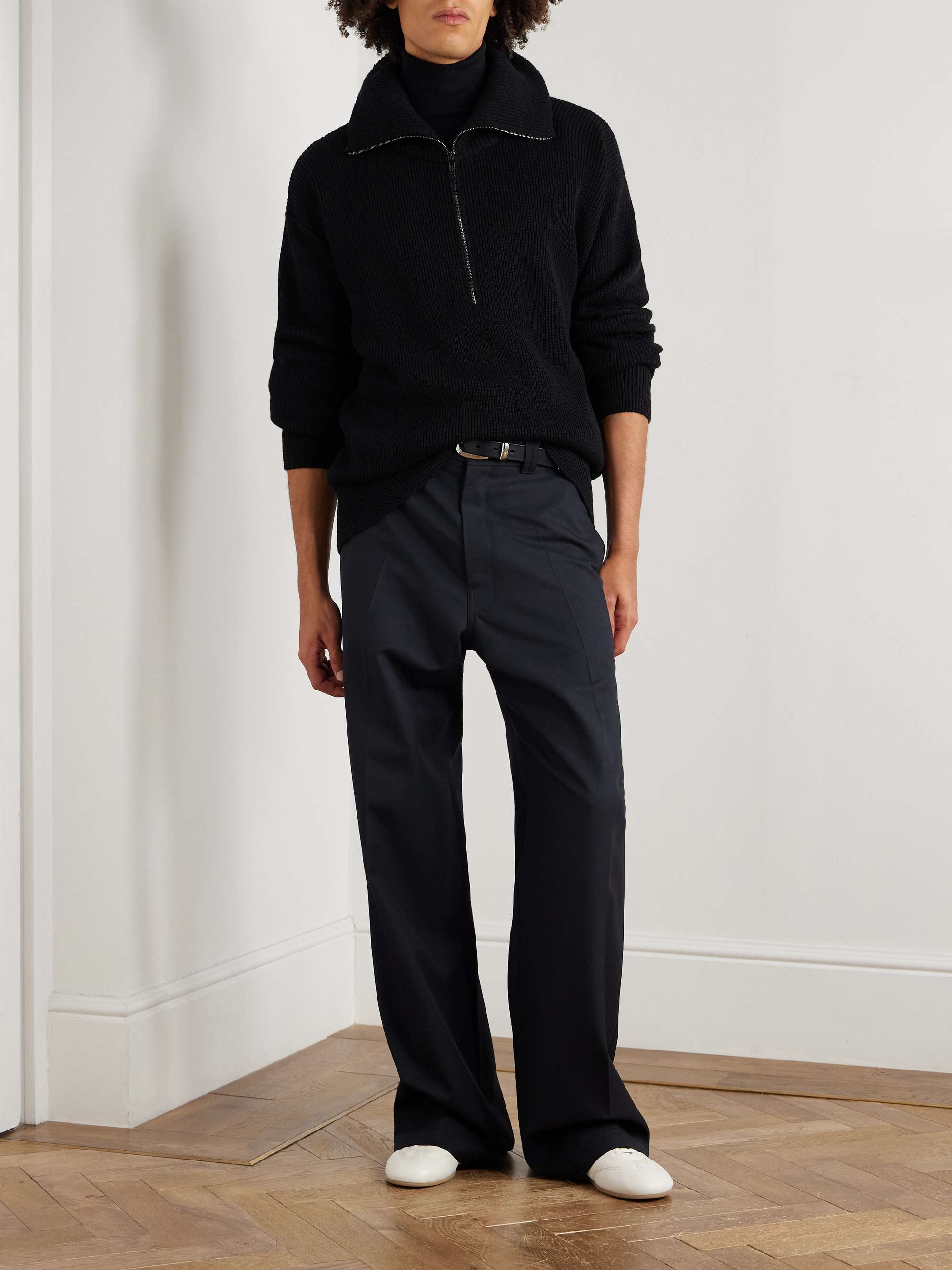 LEMAIRE Ribbed Wool Half-Zip Sweater for Men | MR PORTER