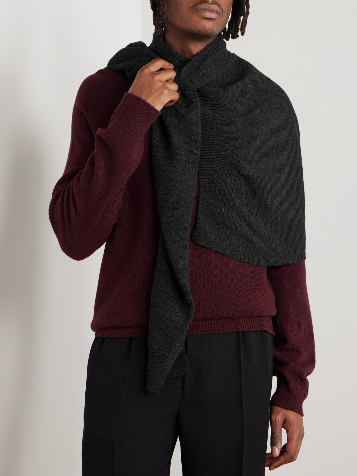 Lemaire Wrap Knitted Scarf In Brown