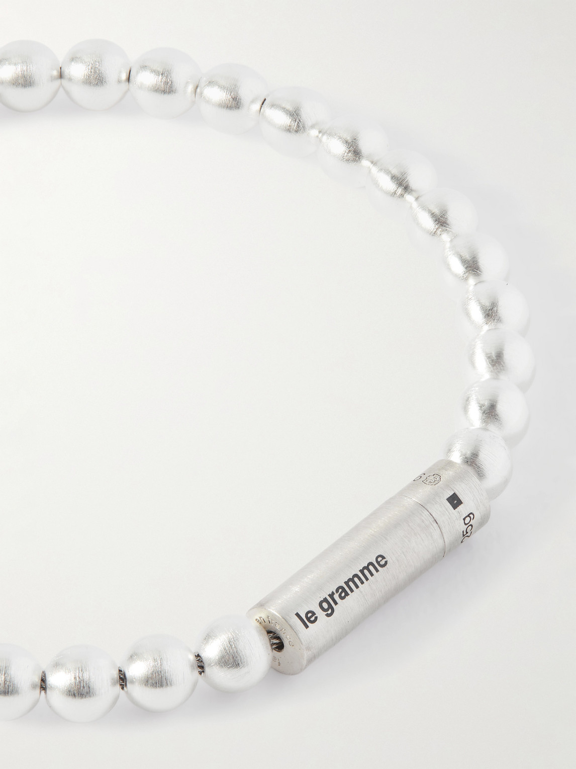 Le Gramme 11g Recycled Sterling Silver Beaded Bracelet In Metallic