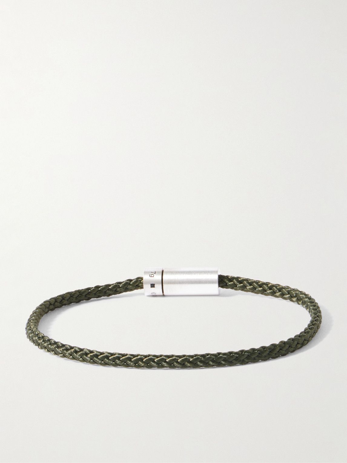 Le Gramme 7g Nato Sterling Silver And Cord Cable Bracelet In Green