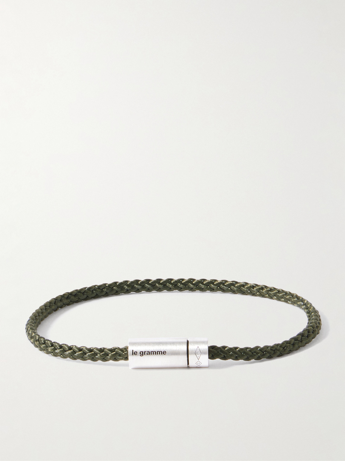 Le Gramme 7g Nato Sterling Silver And Cord Cable Bracelet In Green