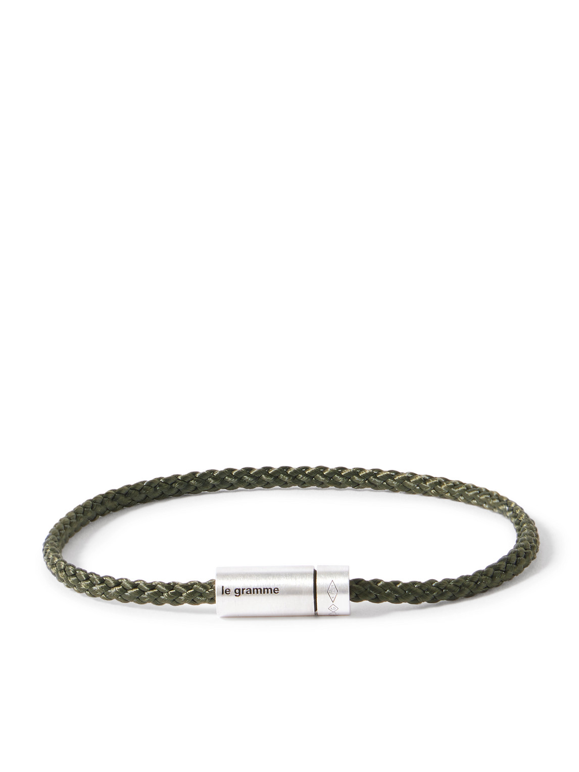 Le Gramme 7g Nato Sterling Silver And Cord Cable Bracelet In Green