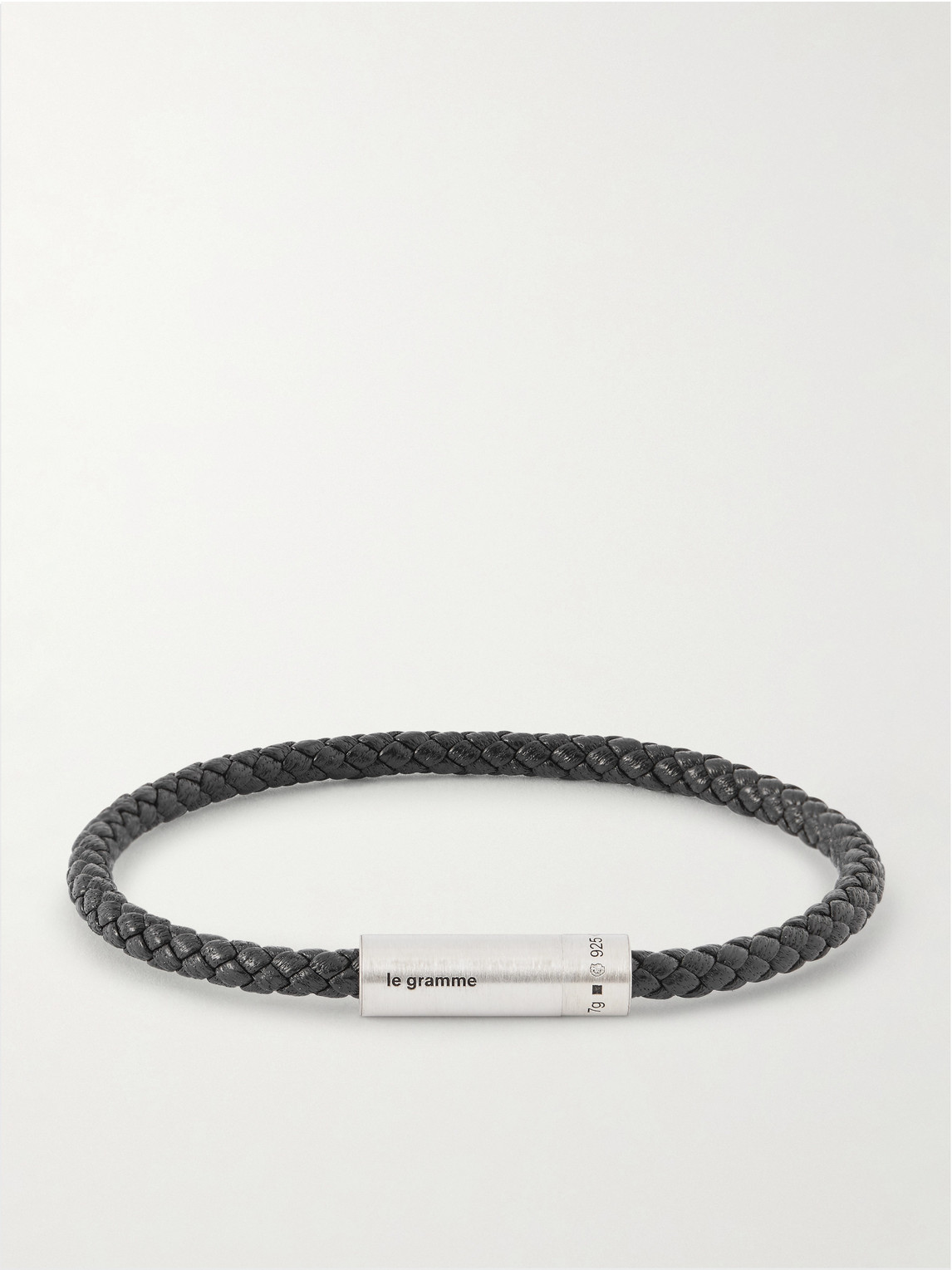 Le Gramme 7g Sterling Silver And Leather Cable Bracelet In Black