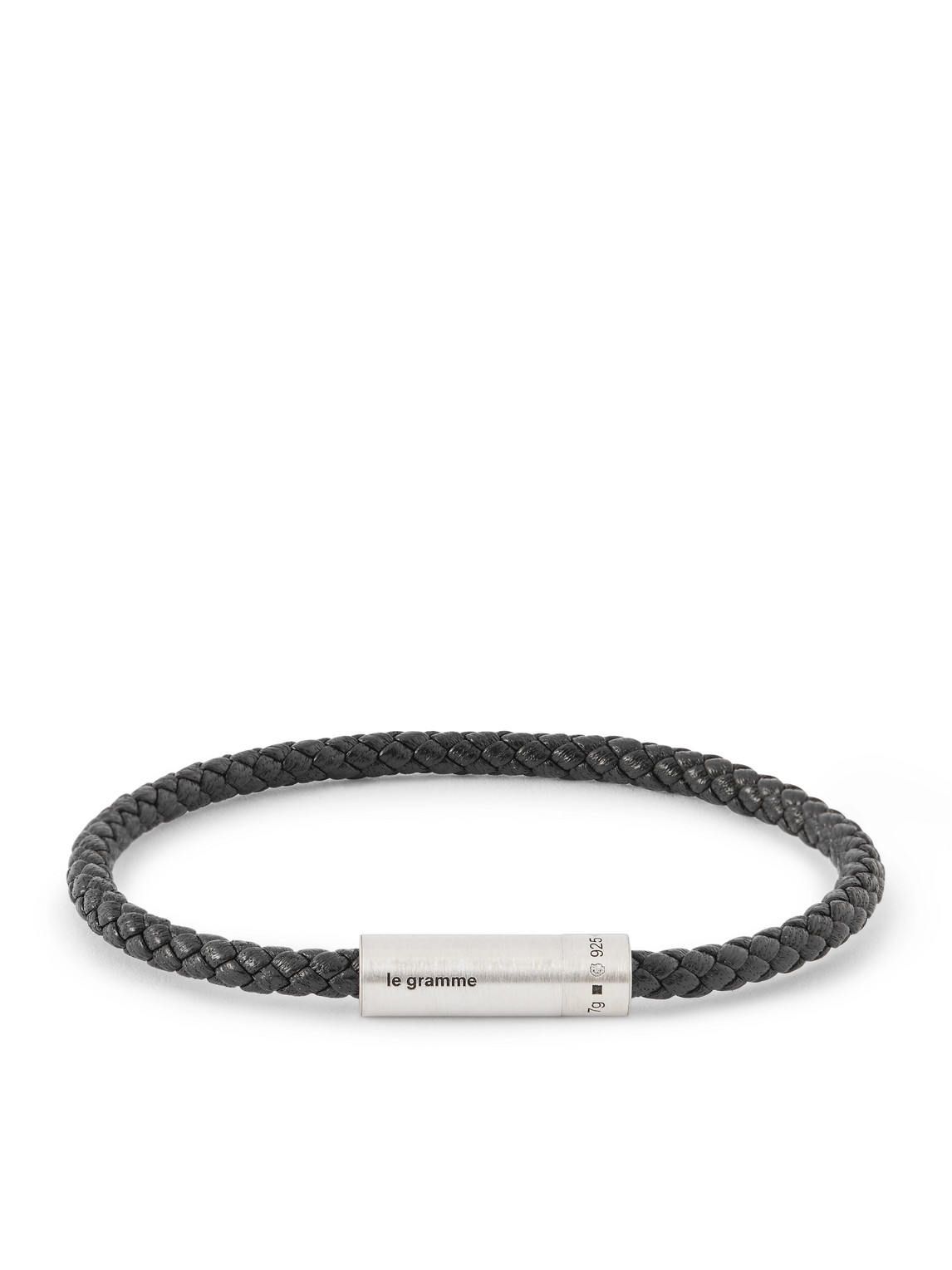 Le Gramme 7g Sterling Silver And Leather Cable Bracelet In Black