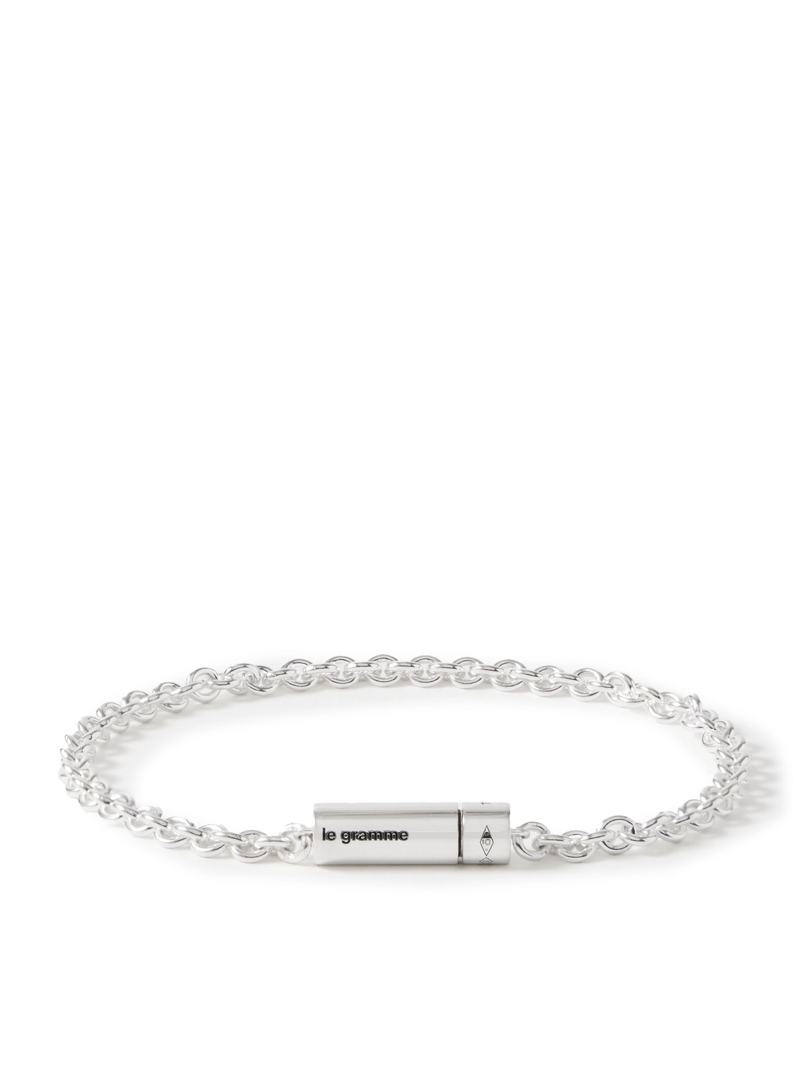 Le Gramme 11g Recycled Sterling Silver Chain Bracelet In Green