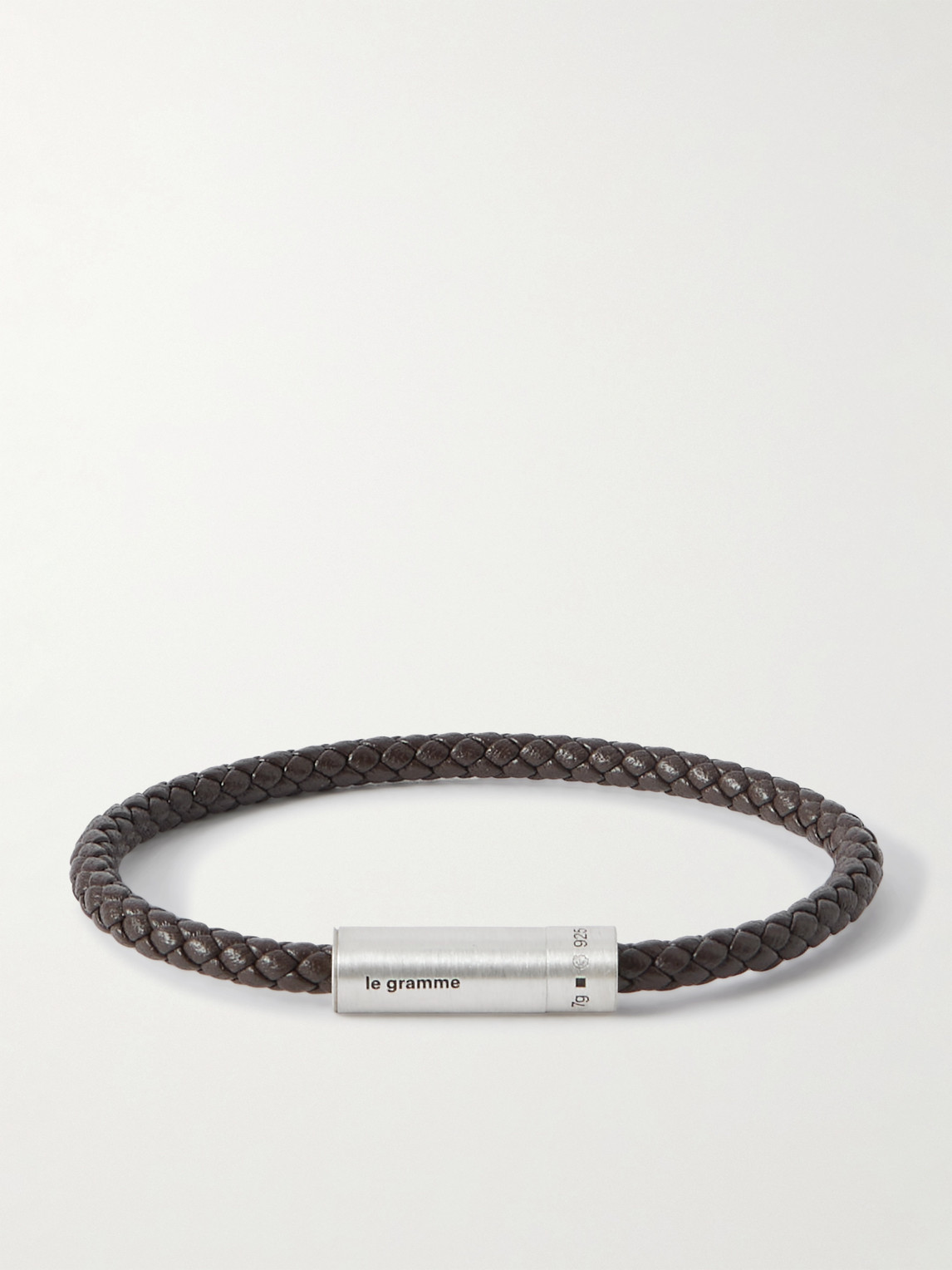 Le Gramme 7g Sterling Silver And Leather Cable Bracelet In Brown