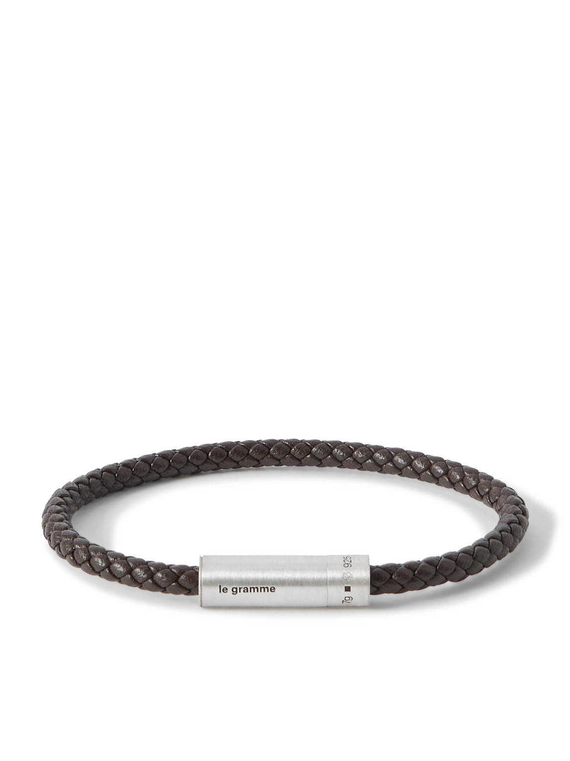 Le Gramme 7g Sterling Silver And Leather Cable Bracelet In Brown