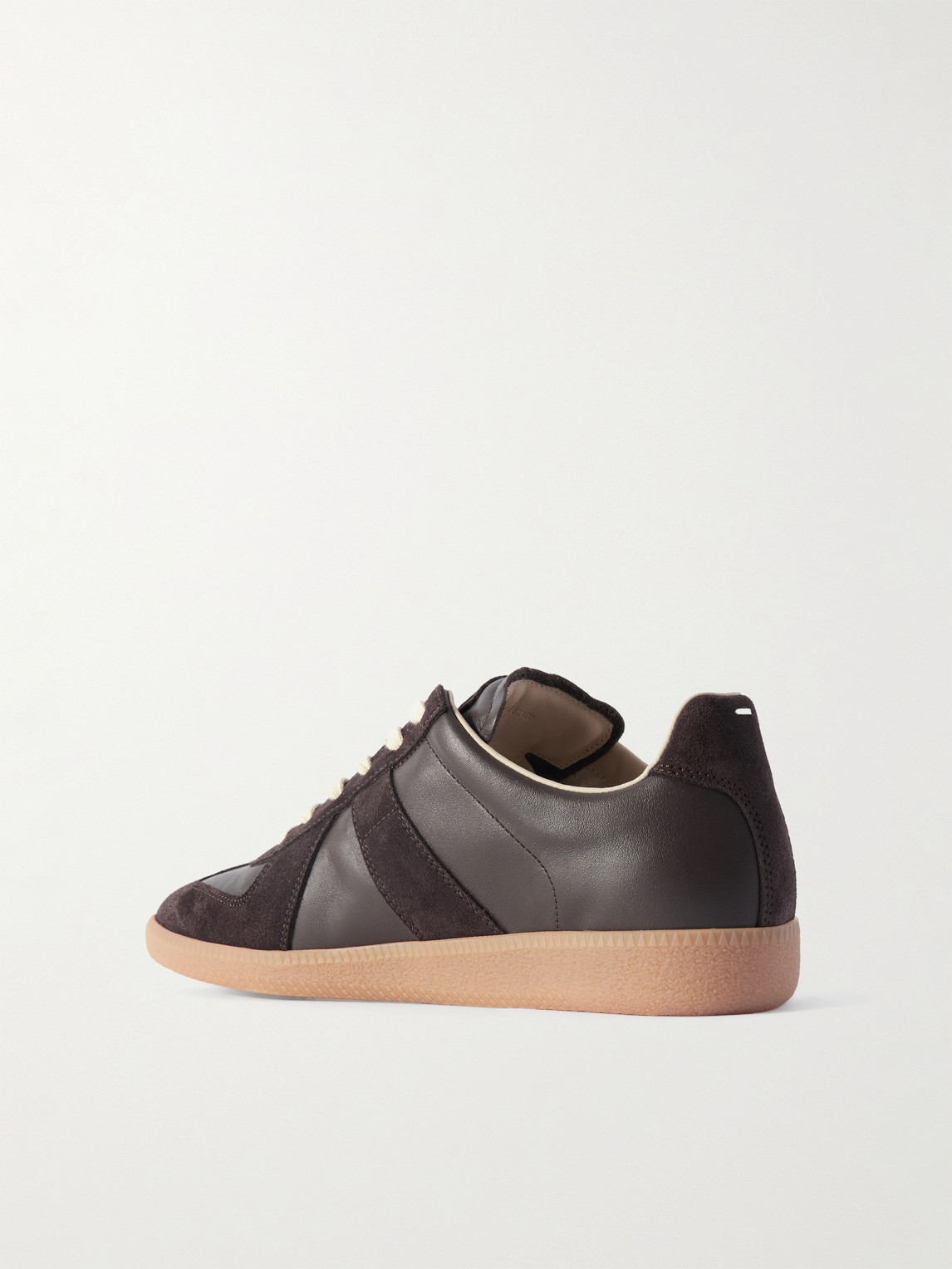 Maison Margiela Low Top Leather Sneakers With Round Toe In Brown