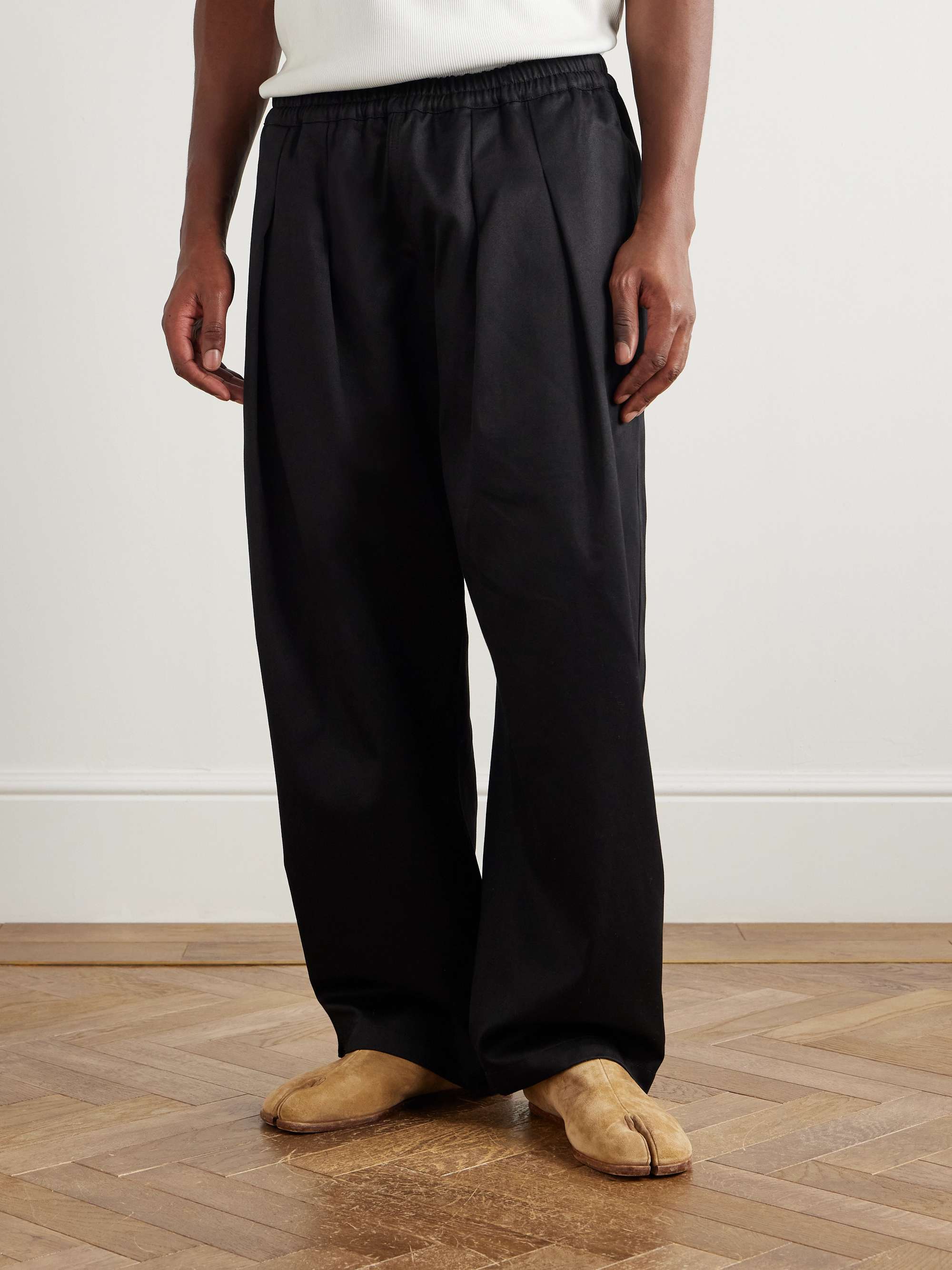 パンツ Archive Maison Margiela Wide Slacks MAISON MARGIELA Wide-Leg Pleated Cotton-Gabardine Trousers