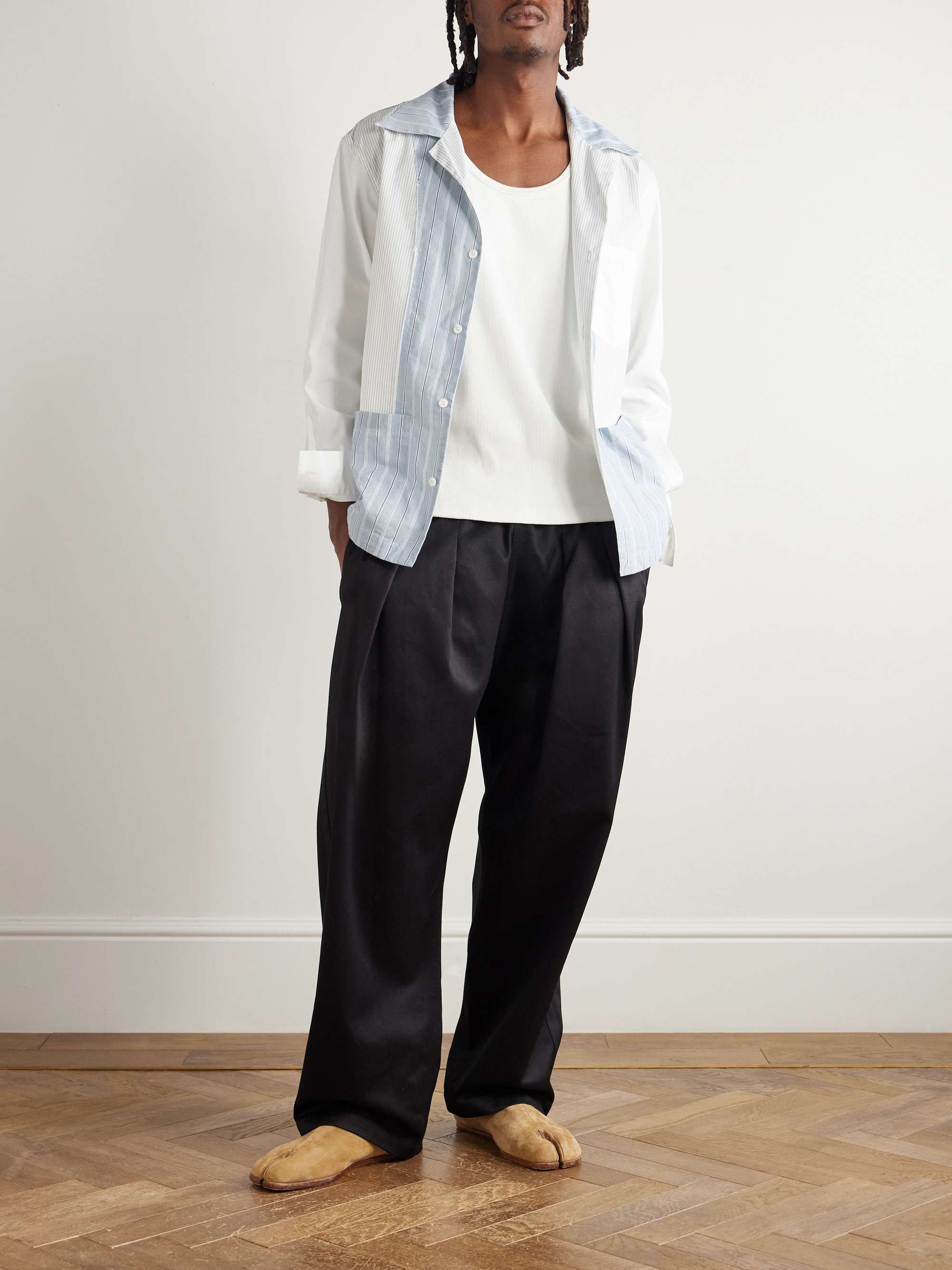 MAISON MARGIELA Wide-Leg Pleated Cotton-Gabardine Trousers