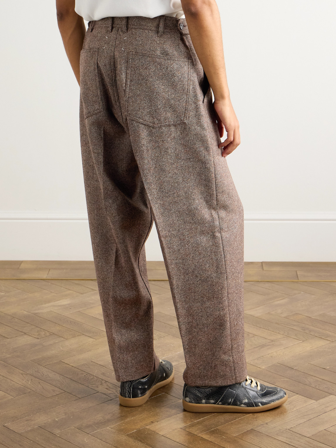 Maison Margiela Wide-leg Wool-canvas Trousers In Brown