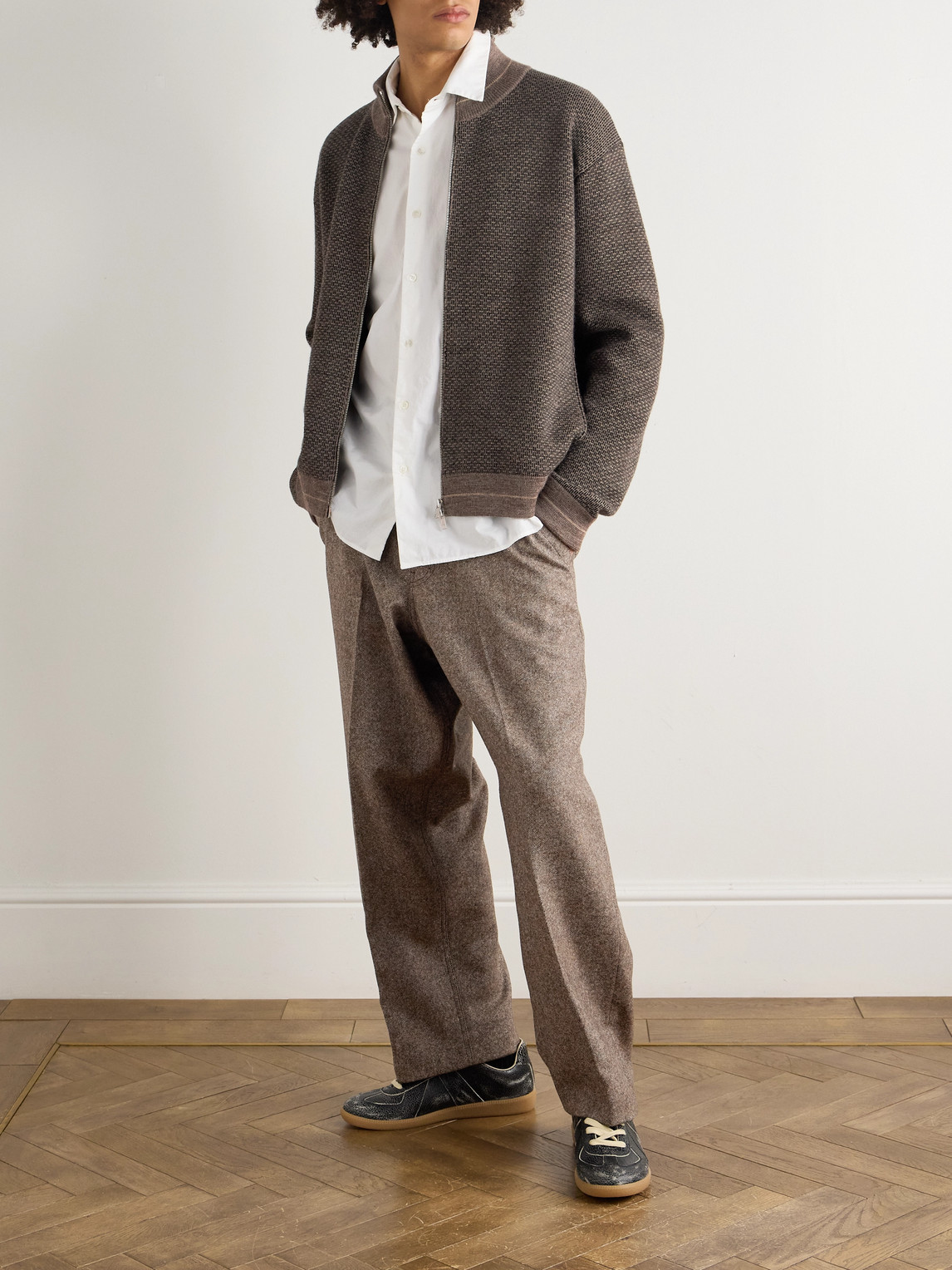 Maison Margiela Wide-leg Wool-canvas Trousers In Brown